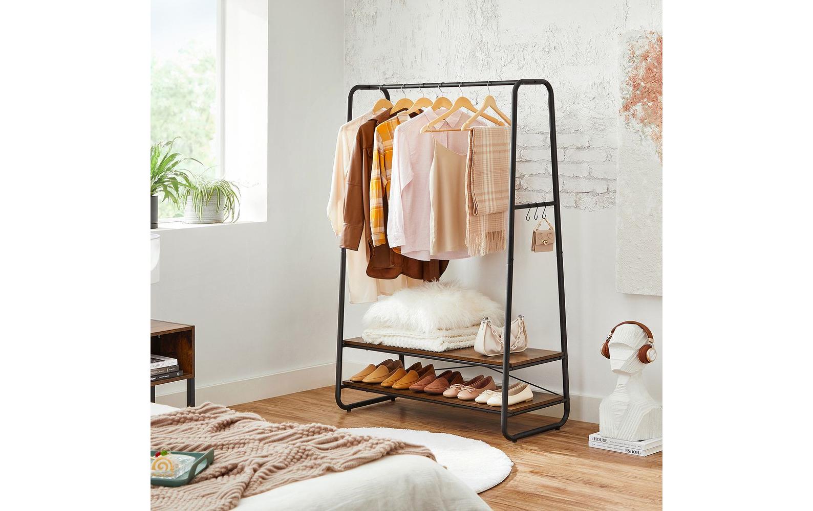 VASAGLE Garderobe Vintage 160 cm, Braun/Schwarz