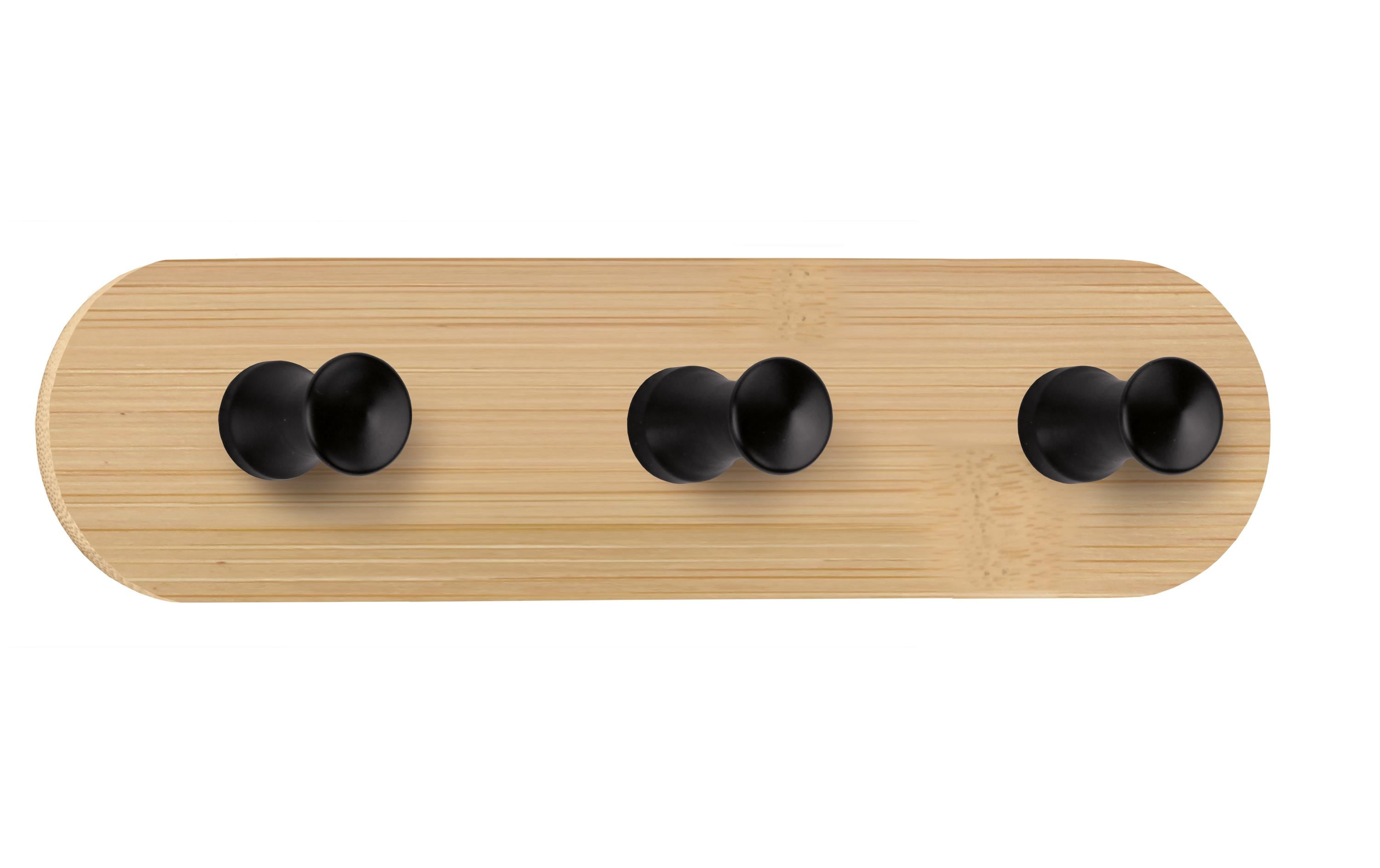 Kleine Wolke Wandgarderobe Bamboo Hook Trio 18 cm x 4.5 cm, Beige