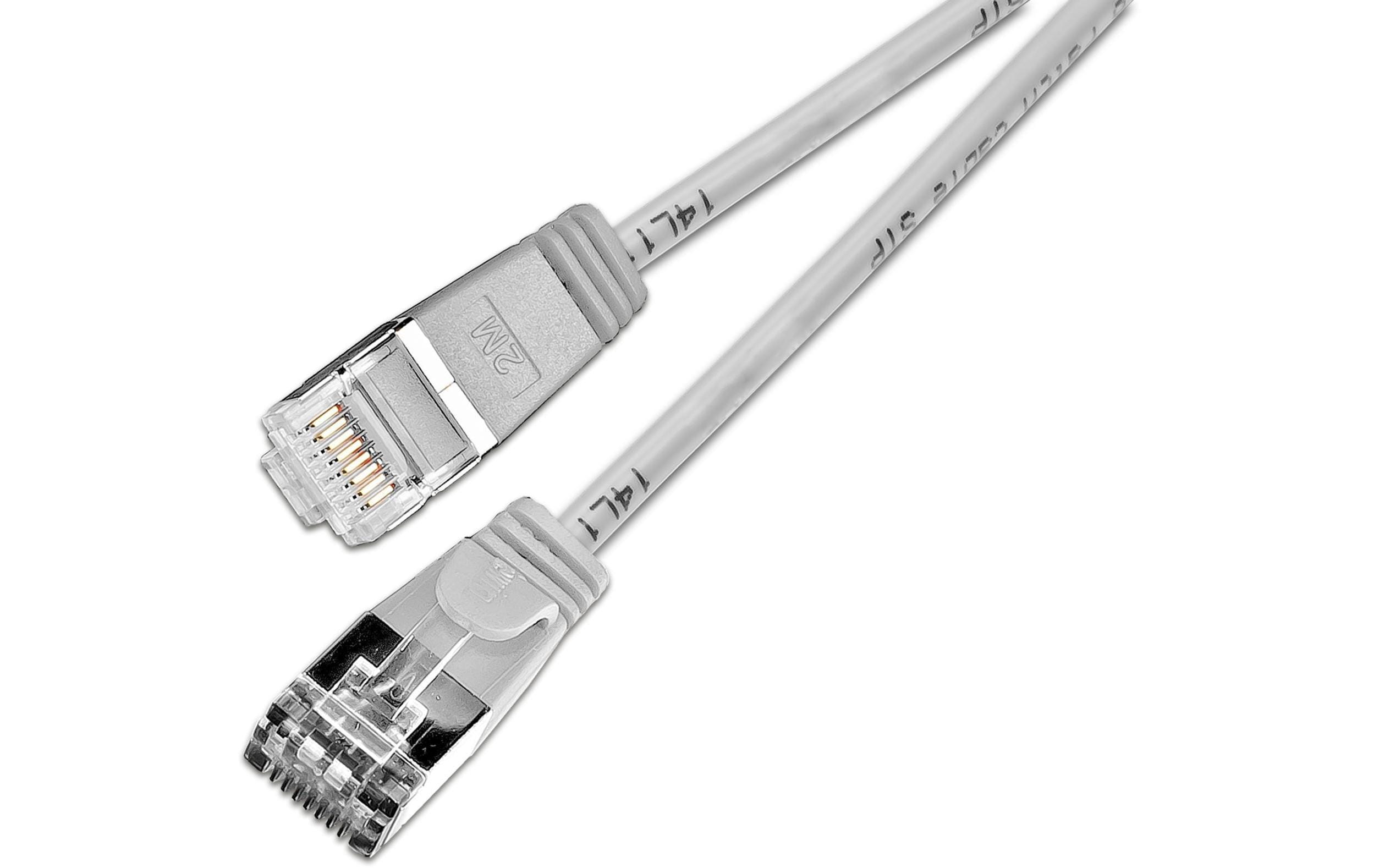SLIM Slimpatchkabel RJ-45 - RJ-45, Cat 6, STP, 0.15 m, Grau