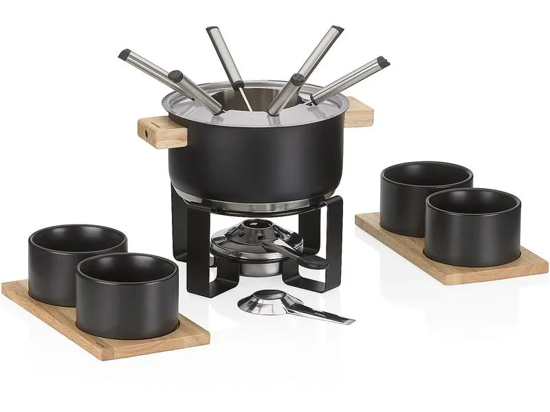 Kela Fleischfondue-Set Gunten 16 Teile, Schwarz Kela Fleischfondue-Set Gunten 16 Teile, Schwarz