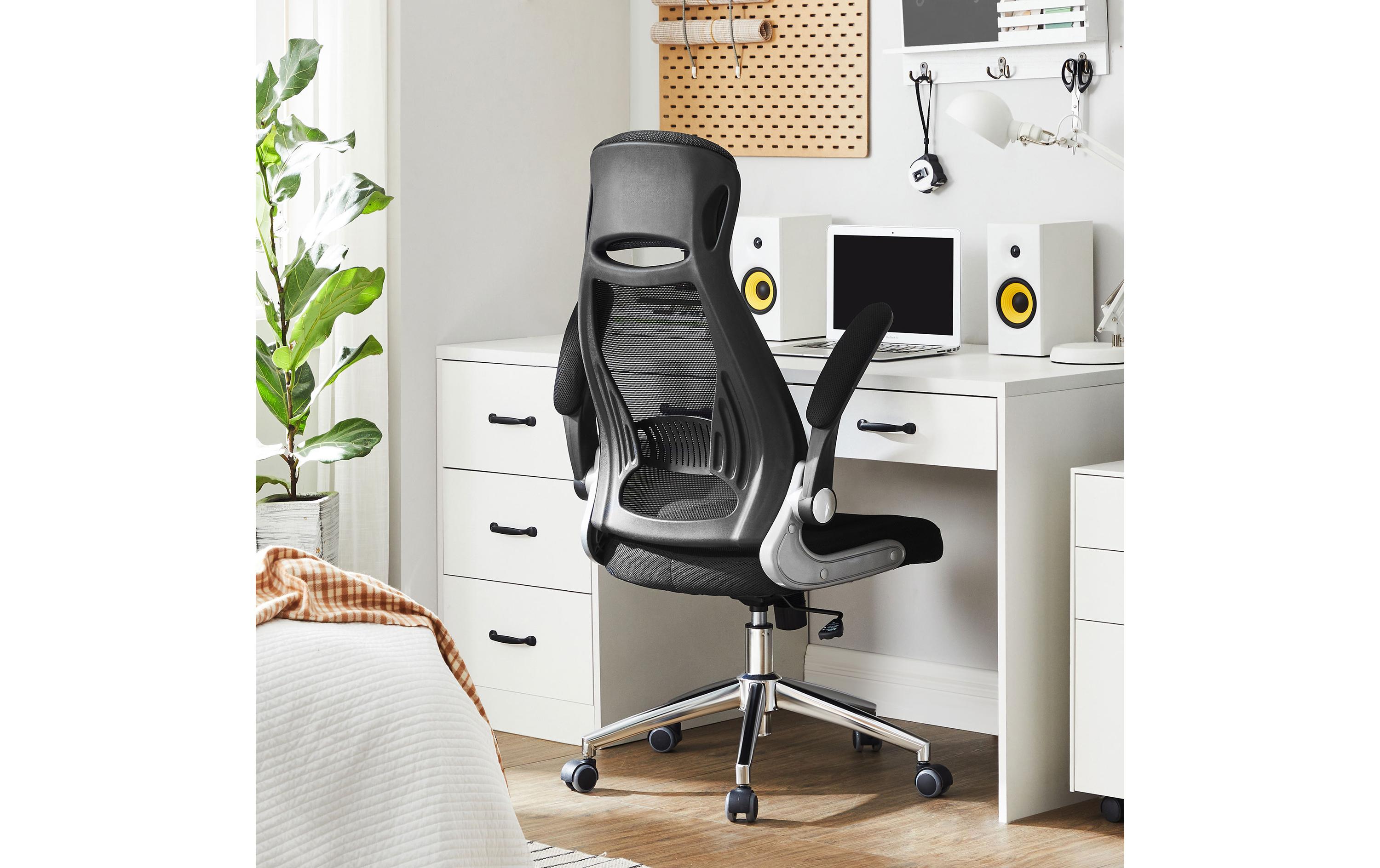 Songmics Bürostuhl mit Netzbezug, Armlehnen und Kopfstütze