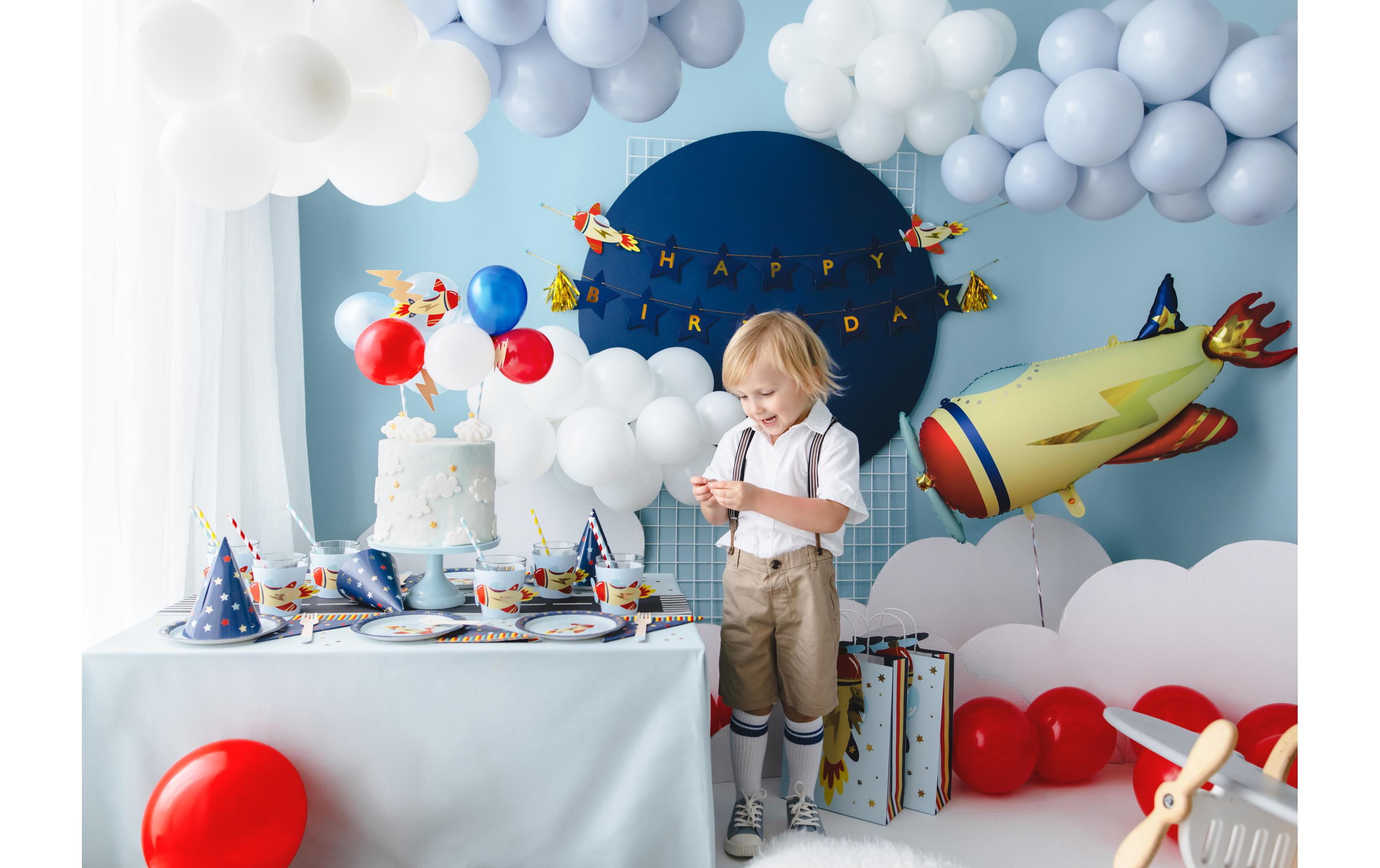 Partydeco Girlande Flugzeug 3 m, Dunkelblau