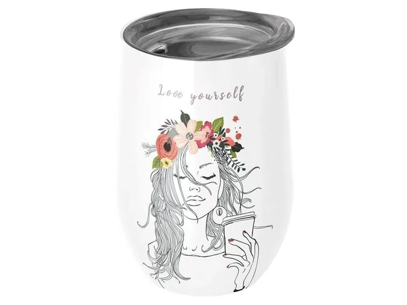 BioLoco Thermobecher Office-Love yourself 420 ml, Weiss-Schwarz BioLoco Thermobecher Office-Love yourself 420 ml, Weiss-Schwarz