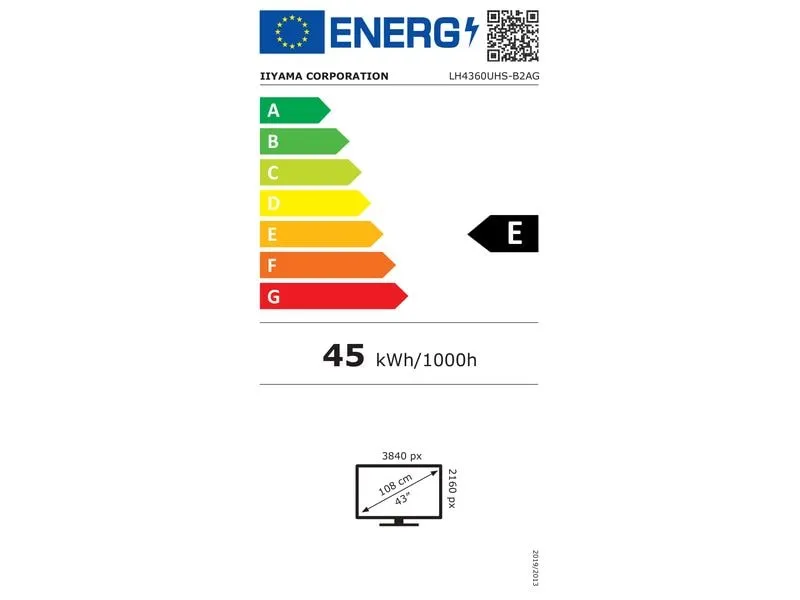 iiyama Public Display ProLite LH4360UHS-B2AG 42.5