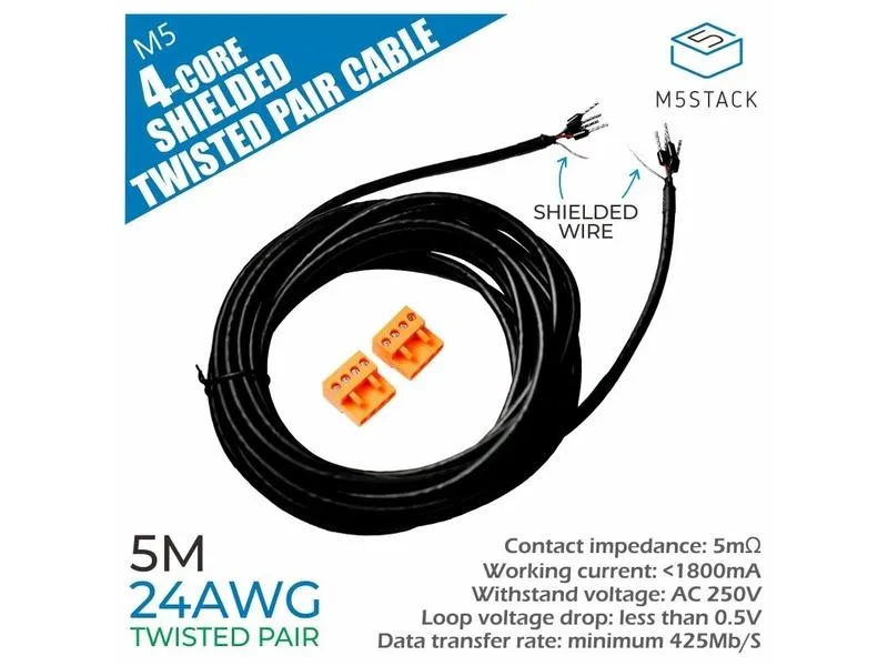 M5Stack Kabel 24 AWG 4-Core Twisted Pair 5 m M5Stack Kabel 24 AWG 4-Core Twisted Pair 5 m