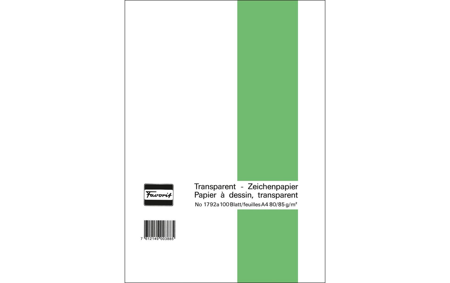 Favorit Zeichenpapier 80/85 g, 21 x 29.7 cm, 100 Blatt, Transparent Favorit Zeichenpapier 80/85 g, 21 x 29.7 cm, 100 Blatt, Transparent