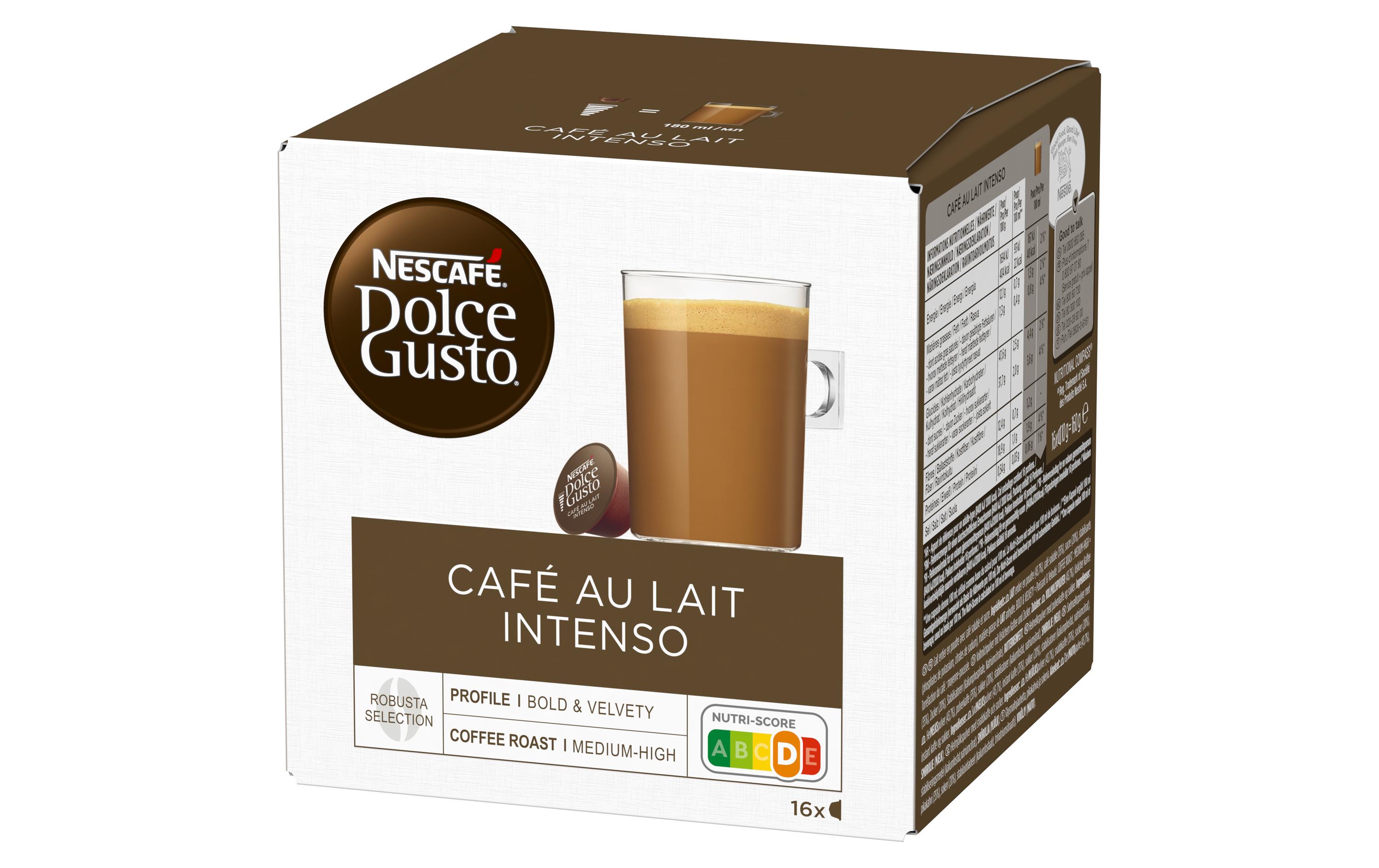 Nescafé Kaffeekapseln Dolce Gusto Café lait Intenso 16 Stück