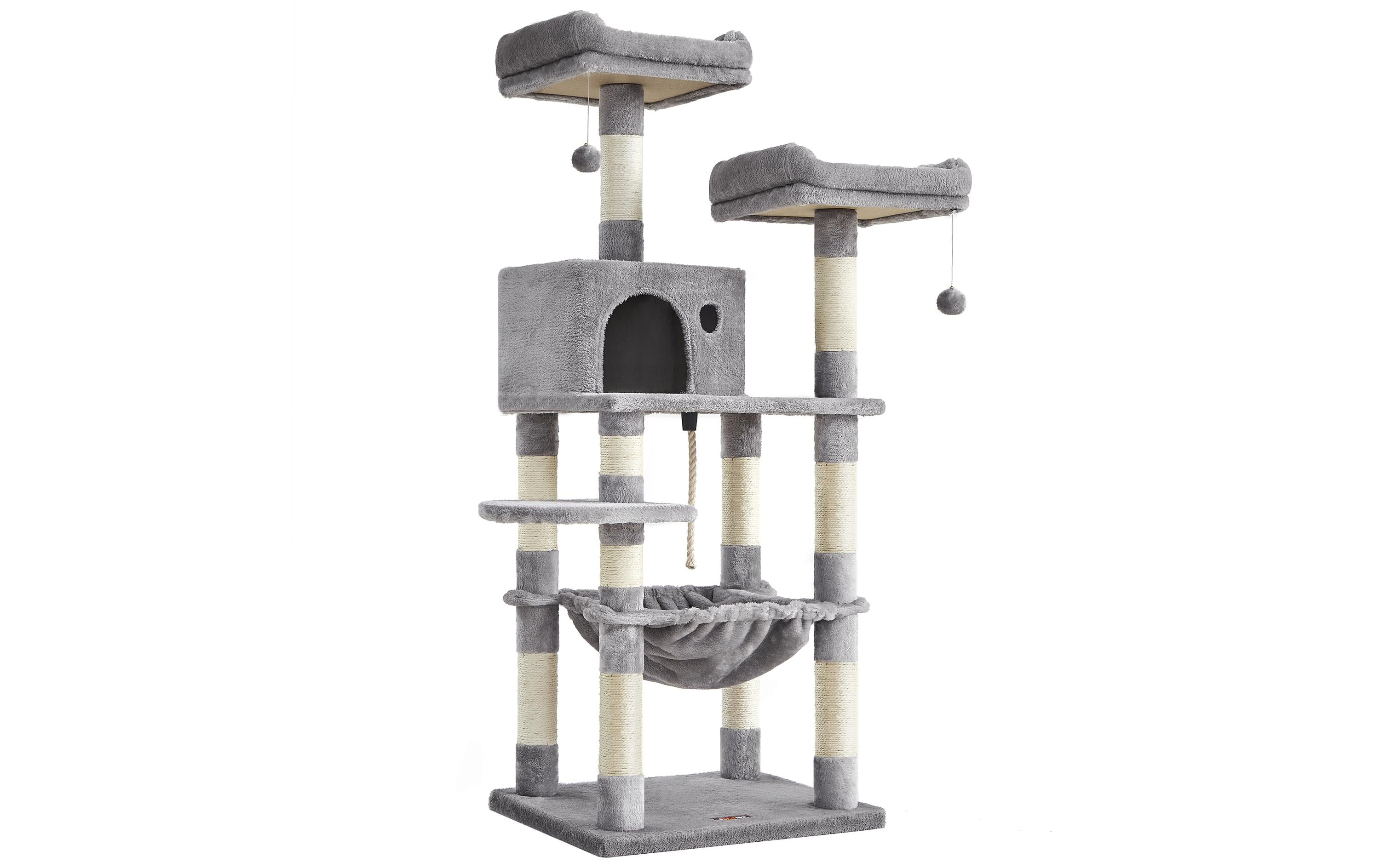 Feandrea Kratzbaum mit Hängematte 143 cm, Grau/Beige