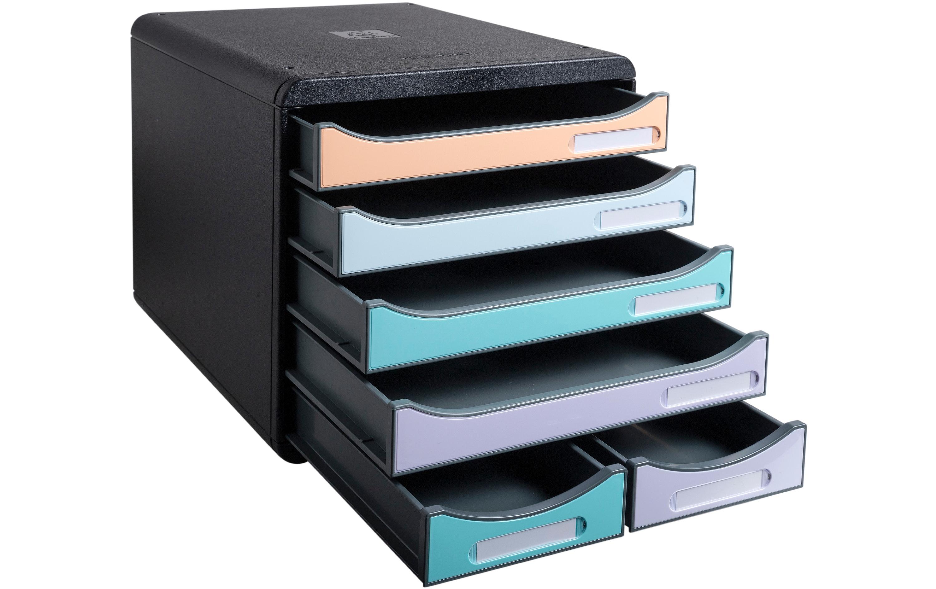 Exacompta Schubladenbox Big-Box Maxi 6 Schubladen, Mehrfarbig Aquarel
