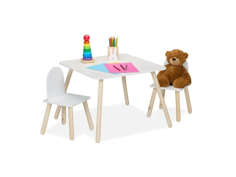 relaxdays Kindersitzgruppe 3-teilig Hellbraun; Weiss relaxdays Kindersitzgruppe 3-teilig Hellbraun; Weiss