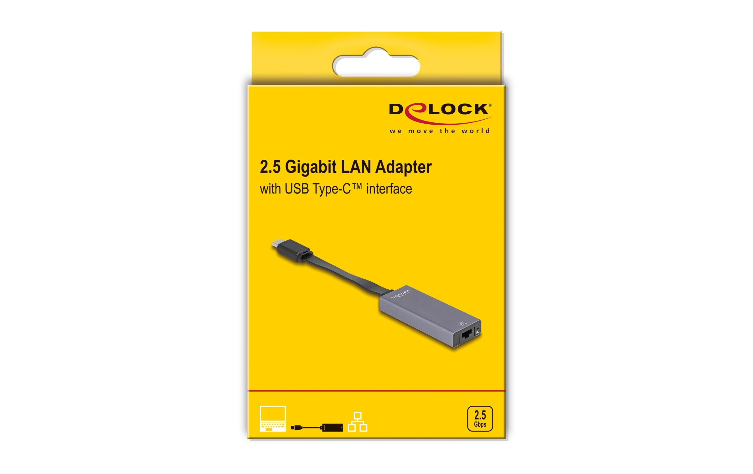 Delock Netzwerk-Adapter USB Typ-C - RJ45, 2.5 Gbps