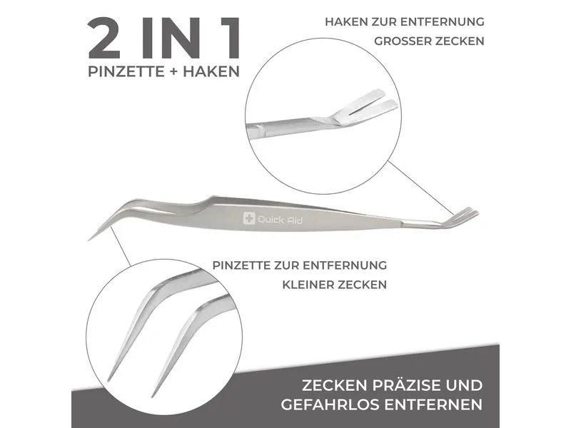 Quick Aid 2 in 1 Zeckenentferner mit Etui 1 Stück Quick Aid 2 in 1 Zeckenentferner mit Etui 1 Stück