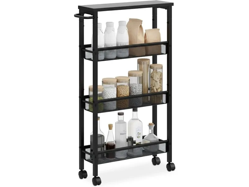 relaxdays Nischenwagen 77 x 13 x 45.5 cm Schwarz relaxdays Nischenwagen 77 x 13 x 45.5 cm Schwarz