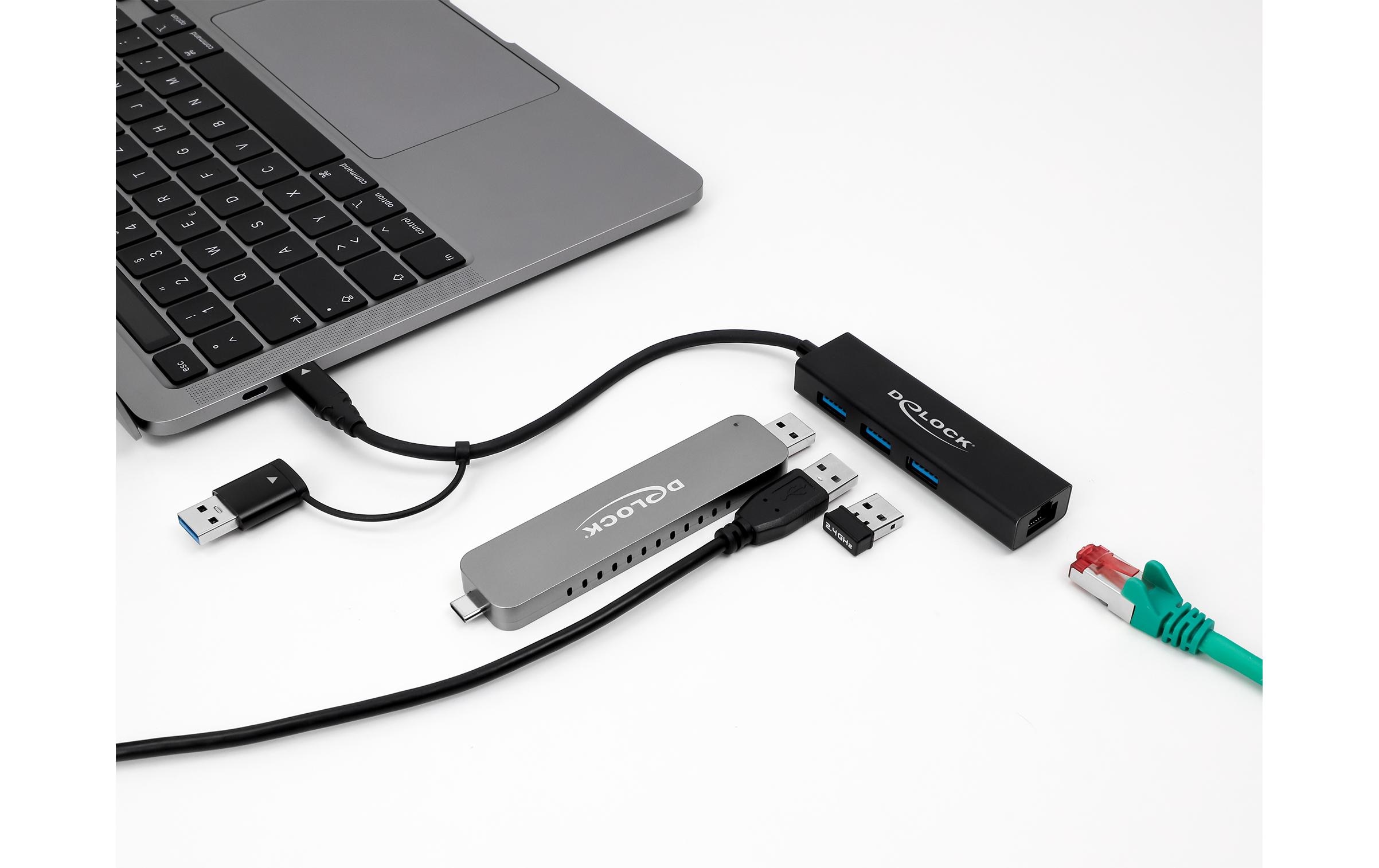 Delock USB-Hub 3.0 Typ-C + LAN