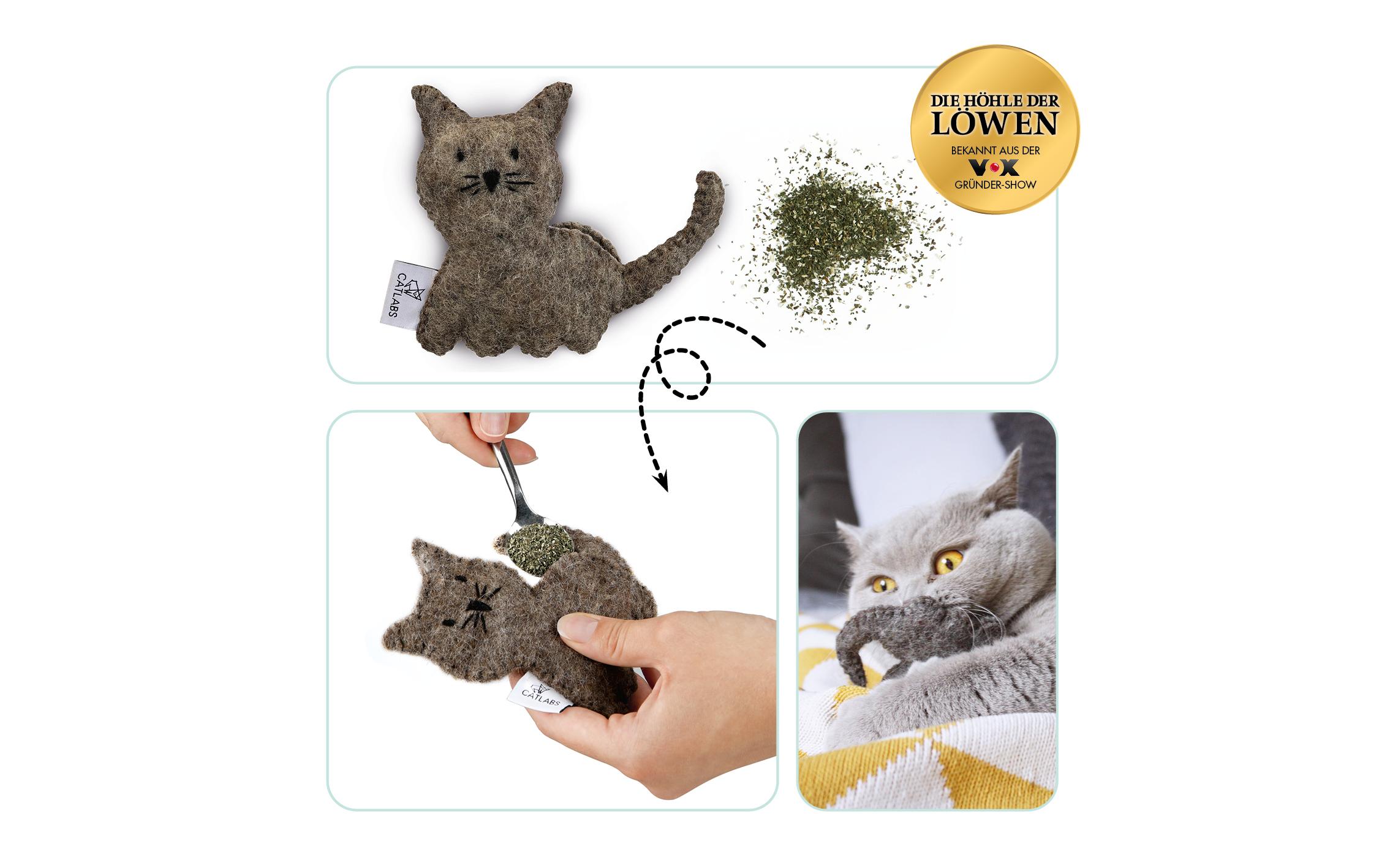 Catlabs Katzen-Spielzeug Kuschelige Katze mit Katzenminze