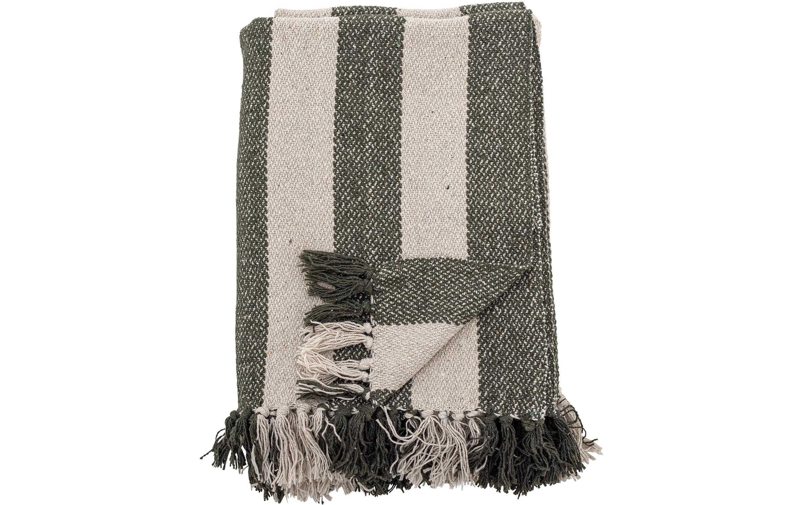 Bloomingville Decke Jodina 130 x 160 cm, Grün/Weiss