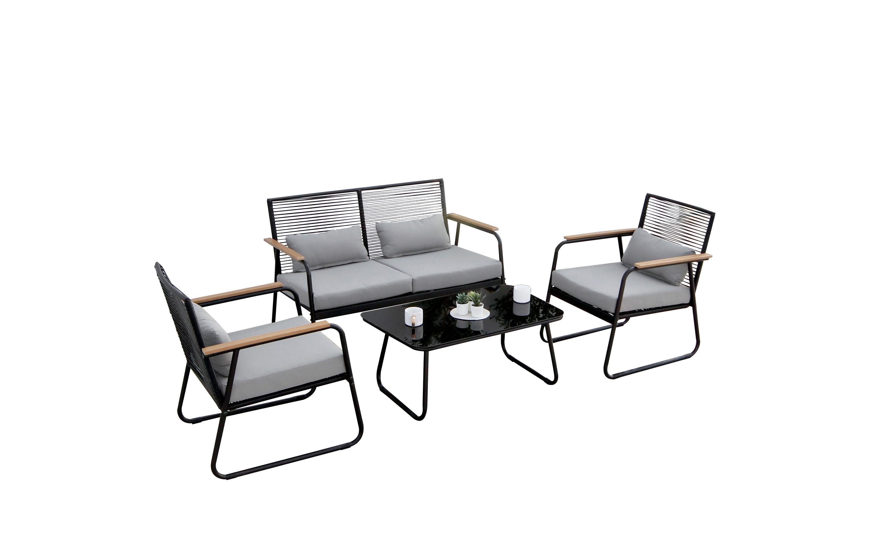 Acamp Loungeset Paxos, Bambus/Anthrazit, 4 Sitzplätze