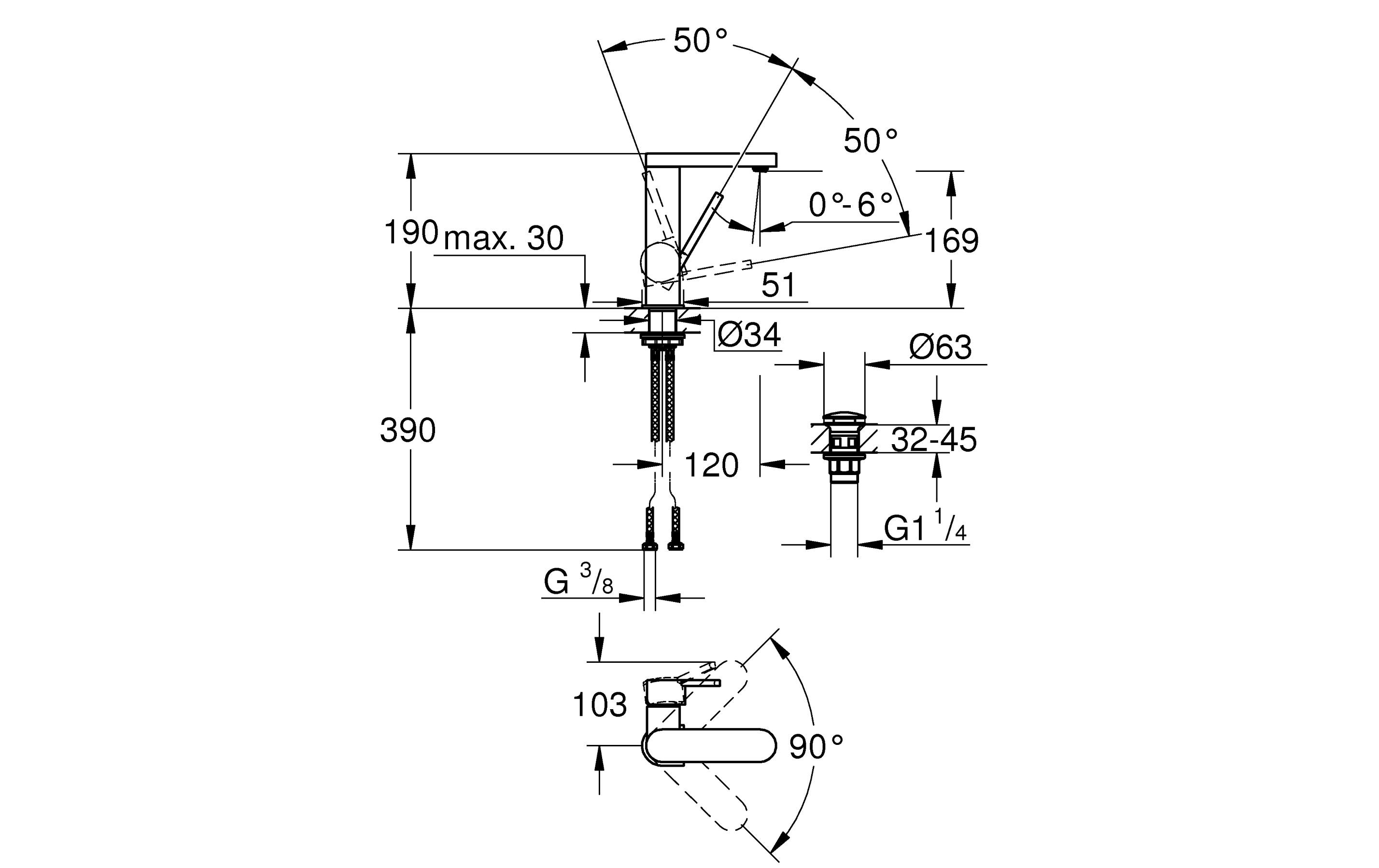 GROHE Lavaboarmatur GROHE Plus 1/2″ M-SIZE GROHE Lavaboarmatur GROHE Plus 1/2″ M-SIZE