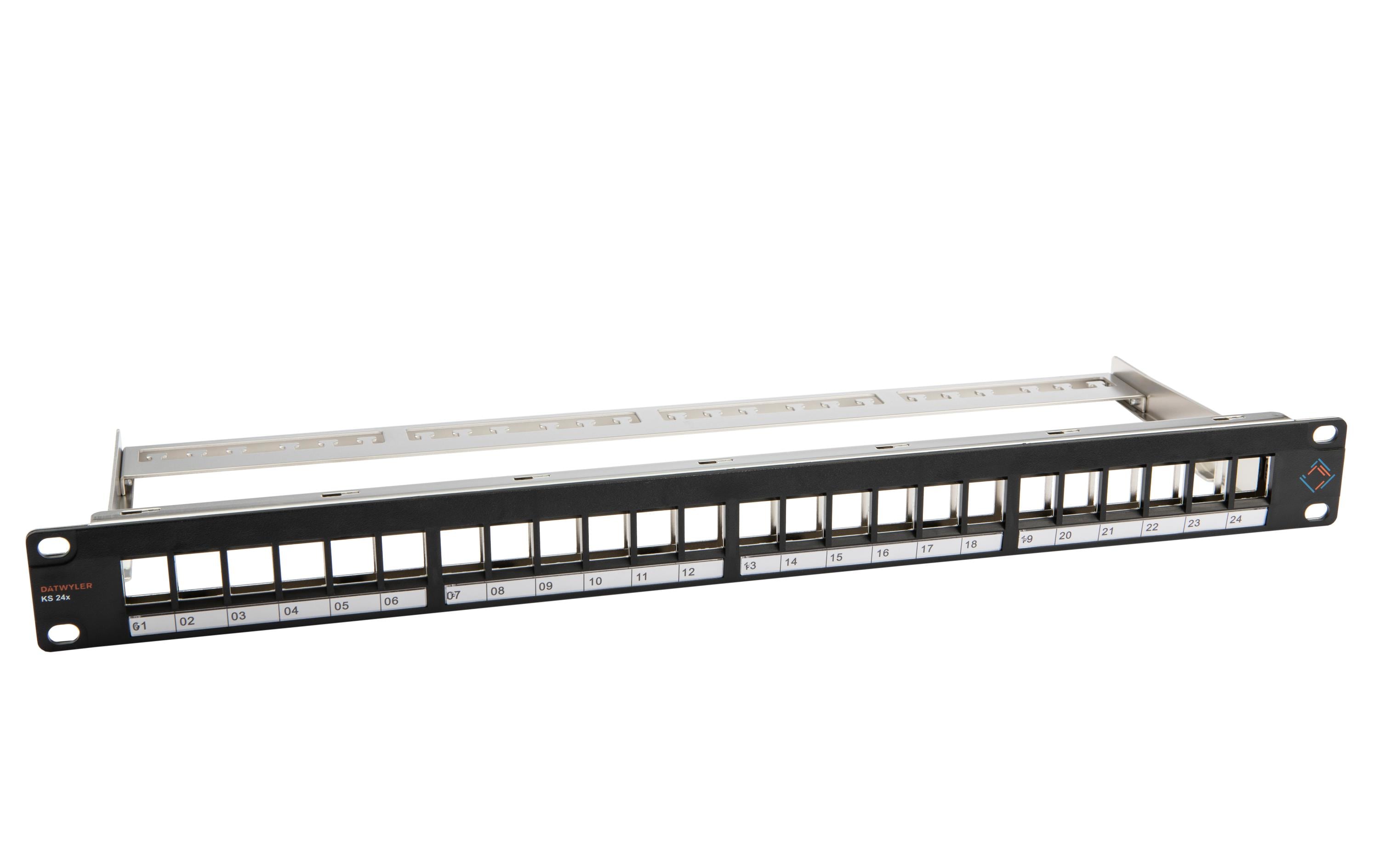 Dätwyler IT Infra Patchpanel KS 24x für 24x RJ45 Keystone 19 Rack schwarz