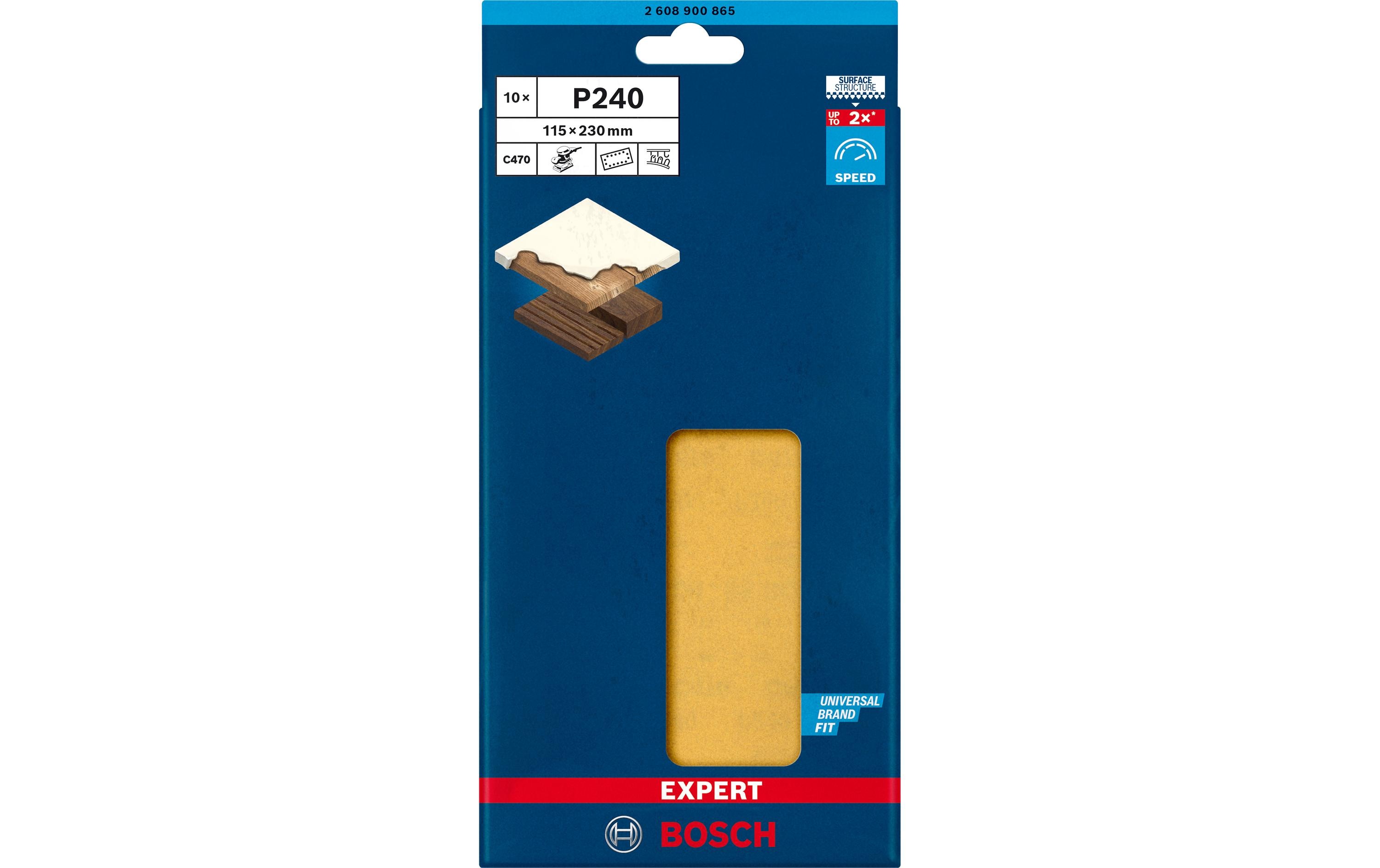 Bosch Professional Schleifpapier EXPERT C470, 115 x 230 mm, G 240, 10-tlg.