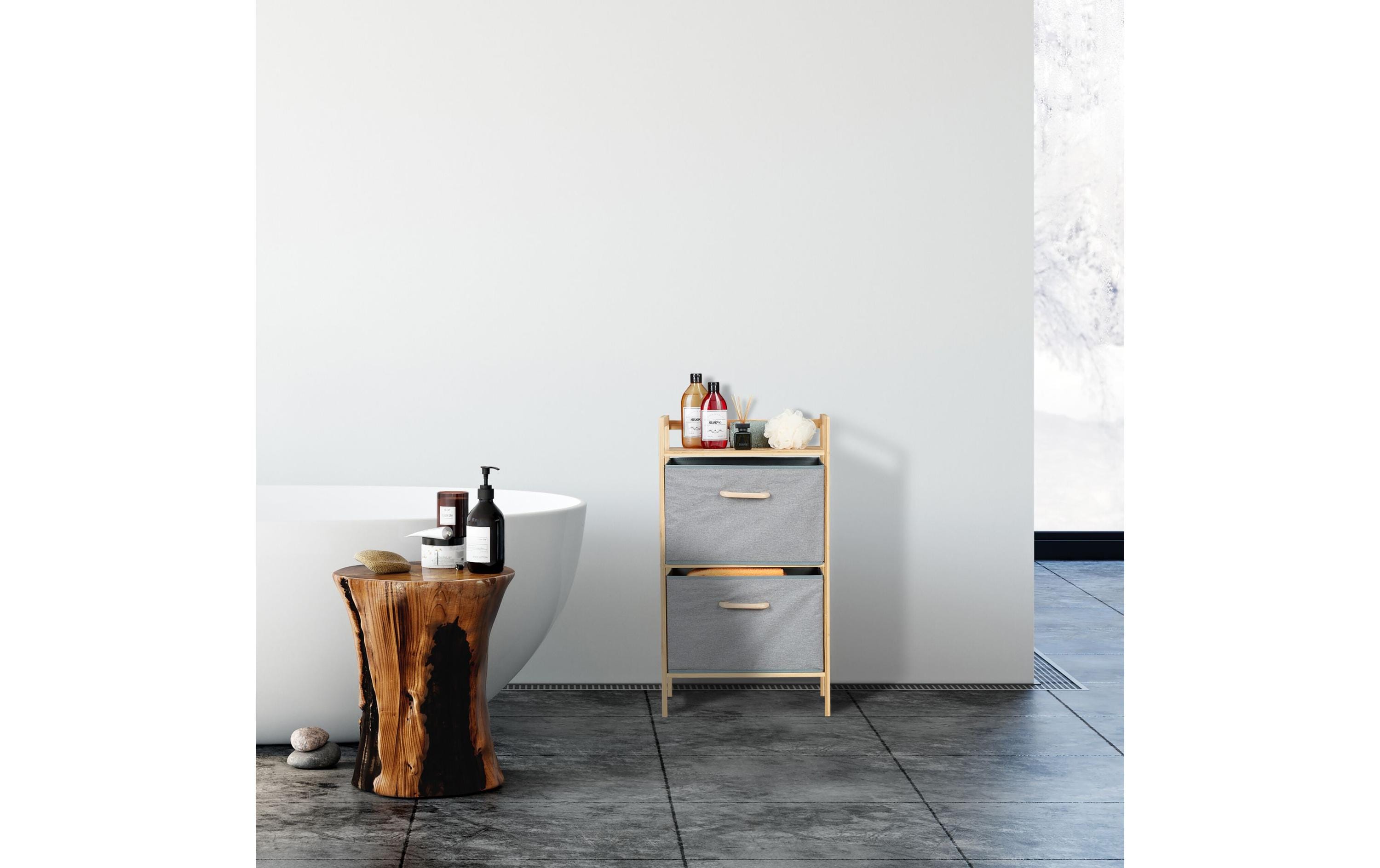 relaxdays Badezimmerregal mit Waschkorb Grau/Nature