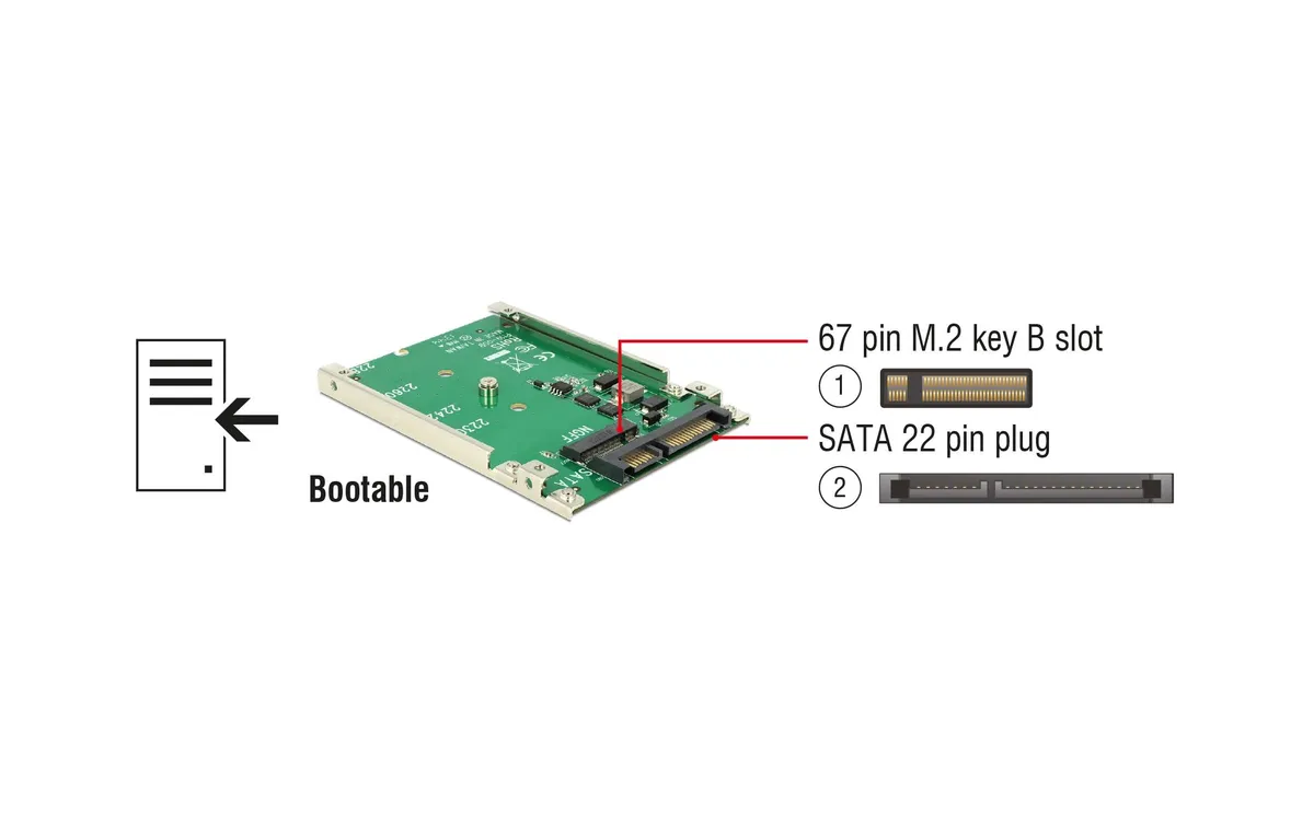 Delock 2.5-Adapterplatine für M.2-Module Delock 2.5-Adapterplatine für M.2-Module