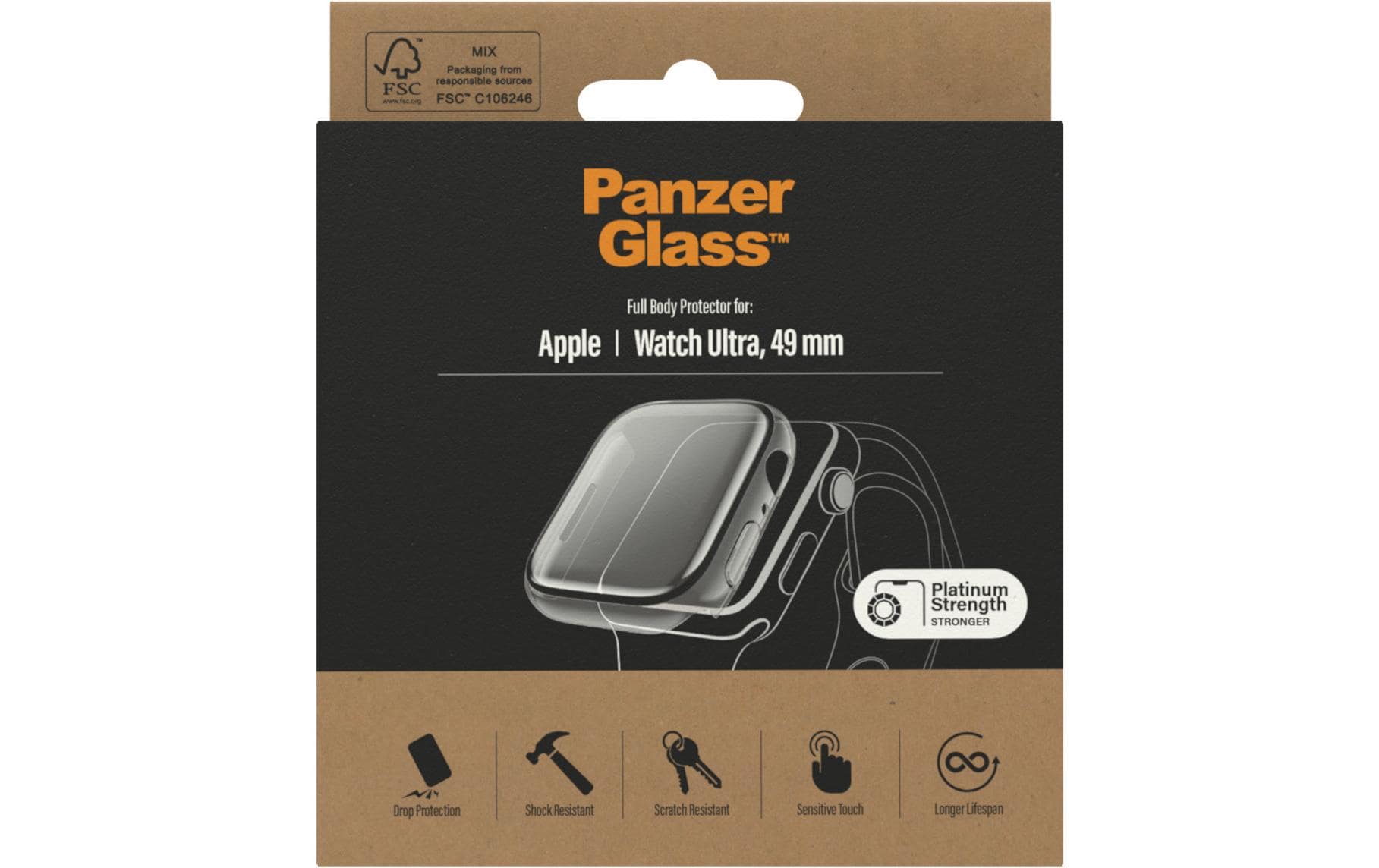 Panzerglass Displayschutz Full Body Apple Watch Ultra Transparent Panzerglass Displayschutz Full Body Apple Watch Ultra Transparent