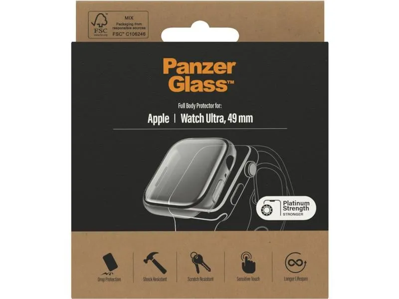 Panzerglass Displayschutz Full Body Apple Watch Ultra Transparent Panzerglass Displayschutz Full Body Apple Watch Ultra Transparent