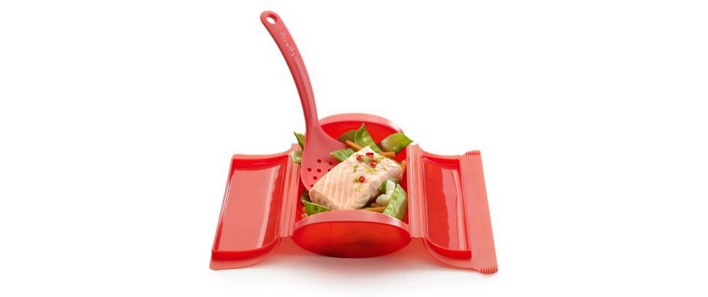 Lékué Mikrowellen-Dampfgarer Rot