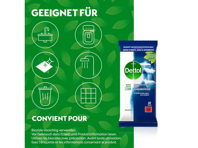 Dettol Bad-Reinigungstücher Bergfrische 60 Stück