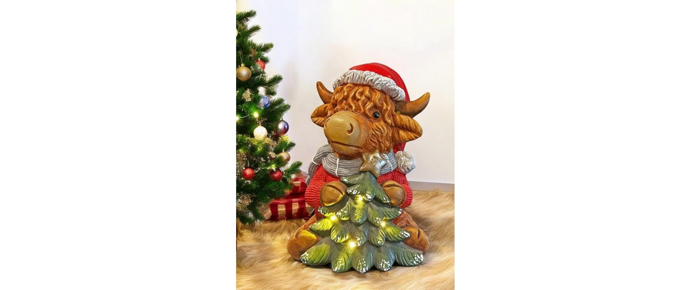 Dameco LED Hochlandrind sitzend 26 cm x 26 cm x 36 cm