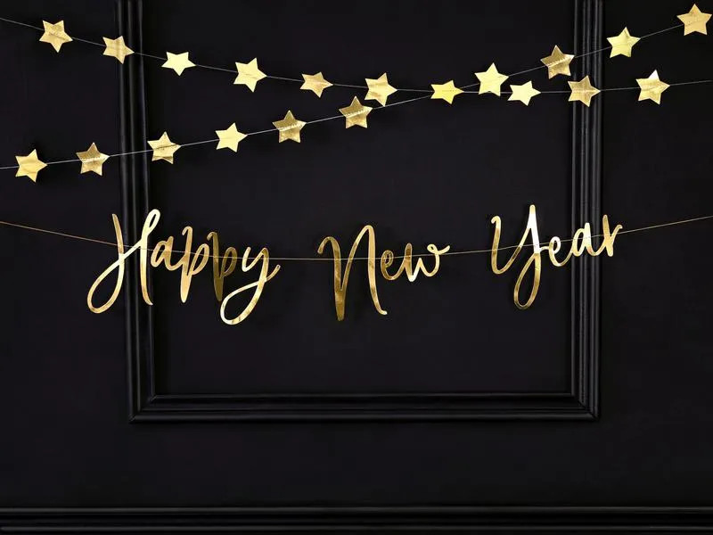 Partydeco Girlande Happy New Year 66 x 18 cm, Gold