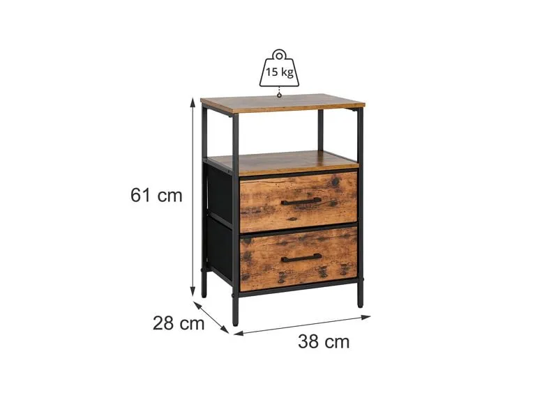 relaxdays Nachttisch 38 x 61 cm, Braun/Schwarz relaxdays Nachttisch 38 x 61 cm, Braun/Schwarz