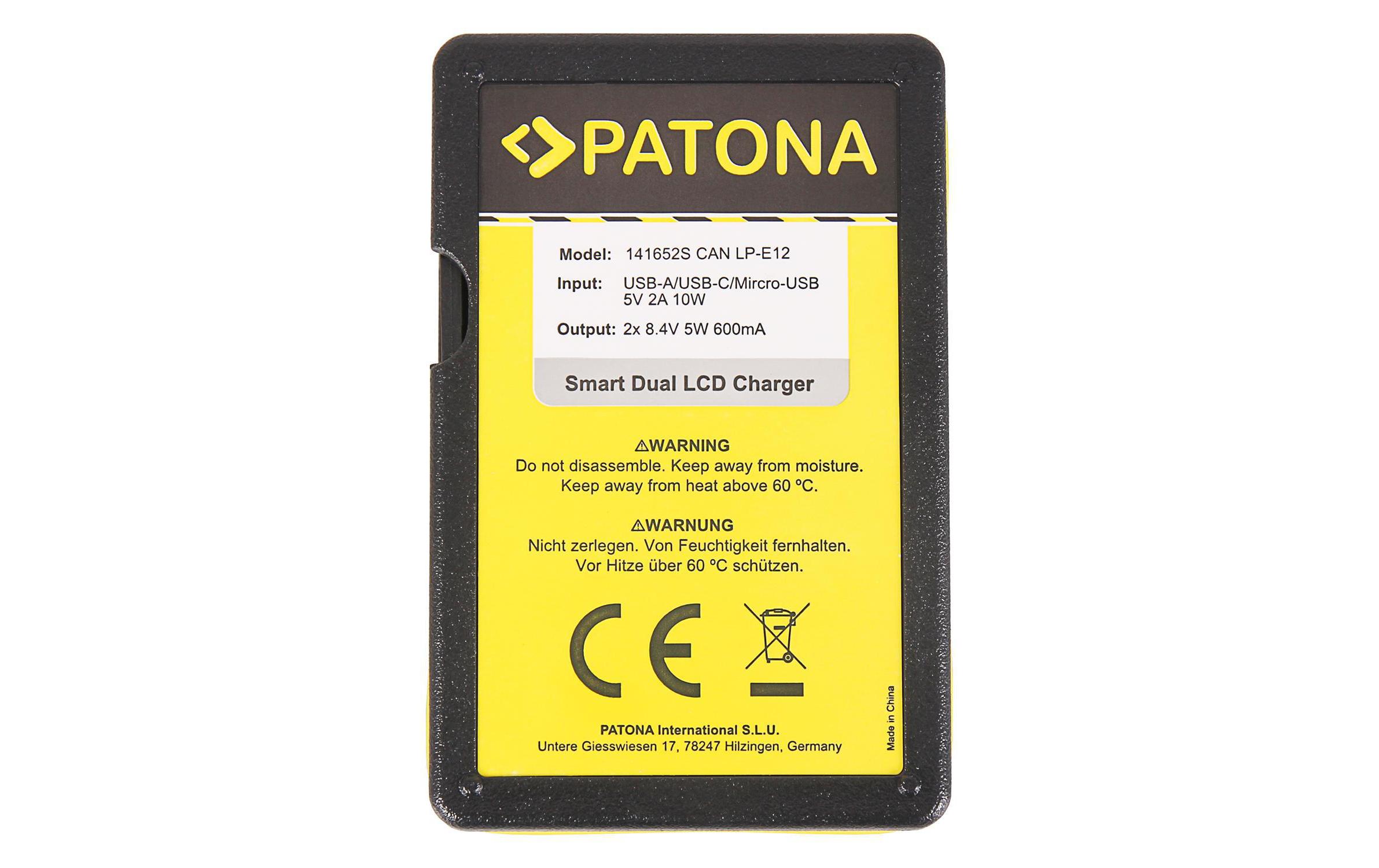 Patona Ladegerät Smart Dual LCD USB Canon LP-E12