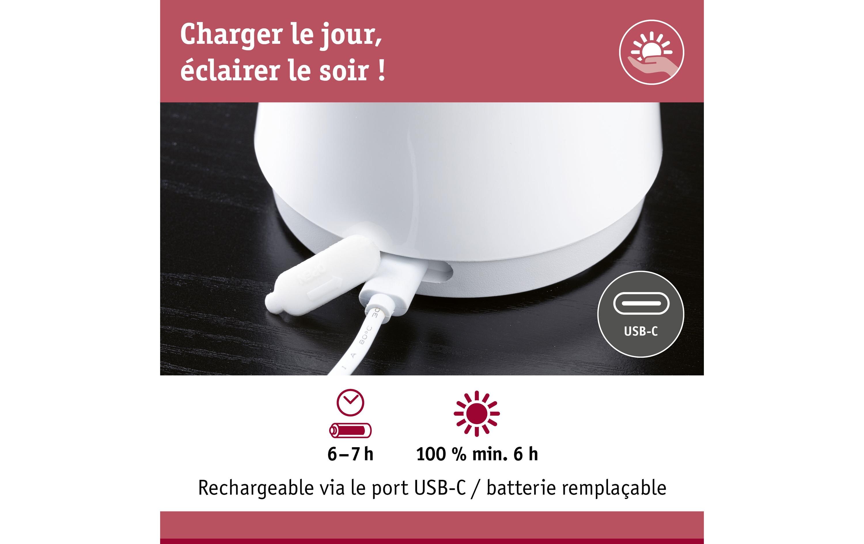 Paulmann Akkuleuchte Onzo 3-Step-Dim IP44 2700K Weiss