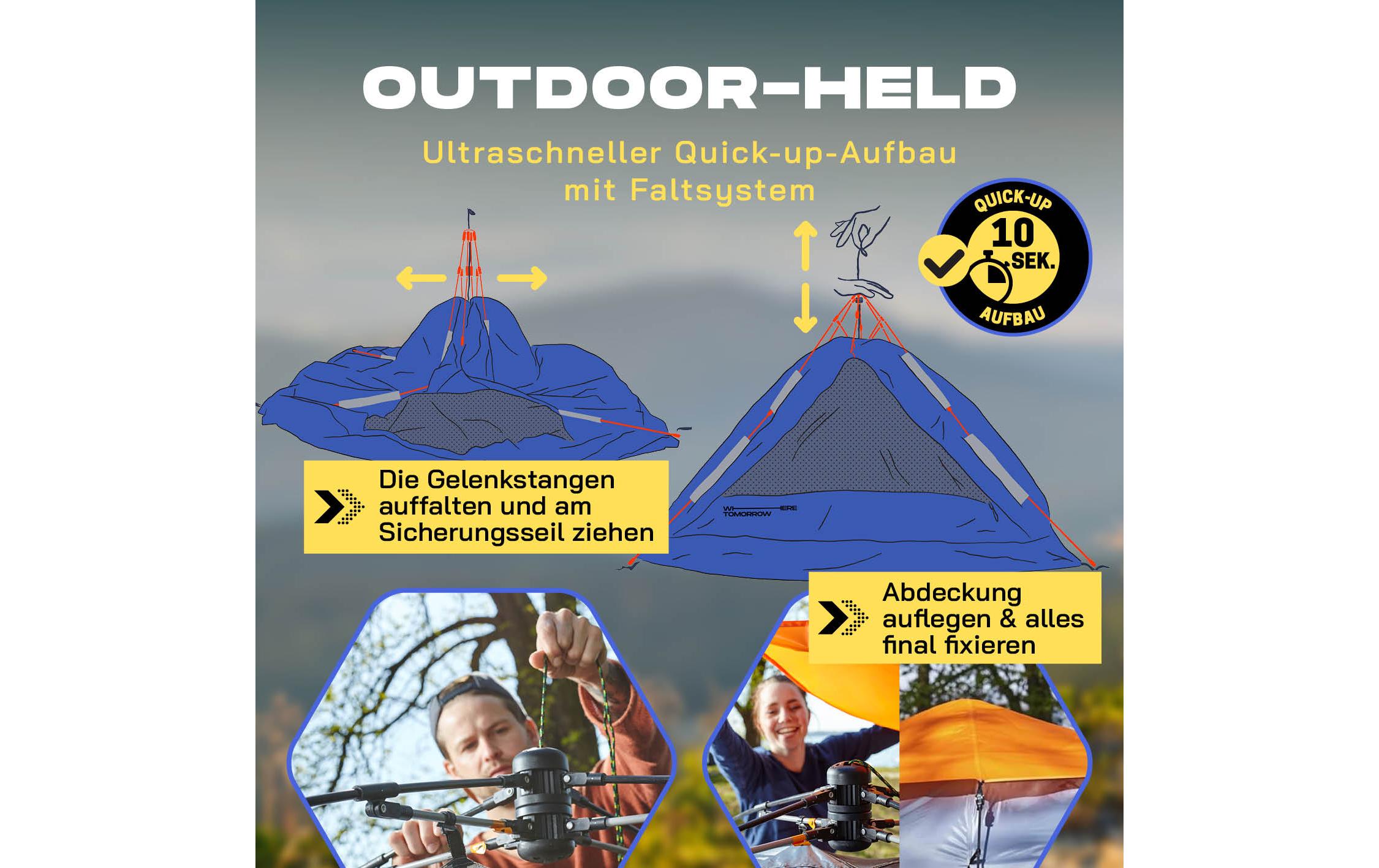 Where tomorrow Drei Personenzelt Pop-Up - Blau