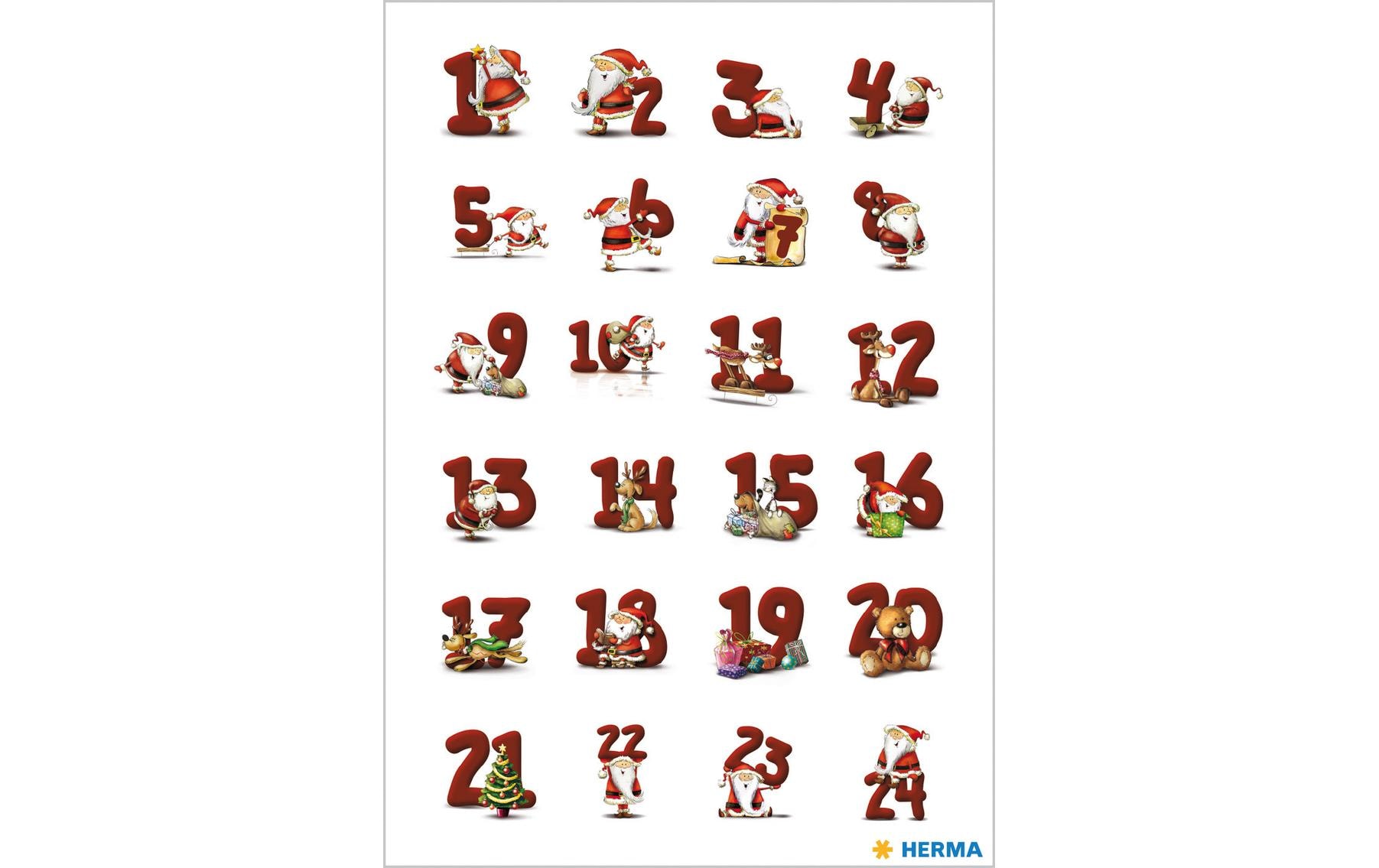 Herma Stickers Adventskalender-Zahlen Lebkuchen Rot/Weiss, 3 Blatt