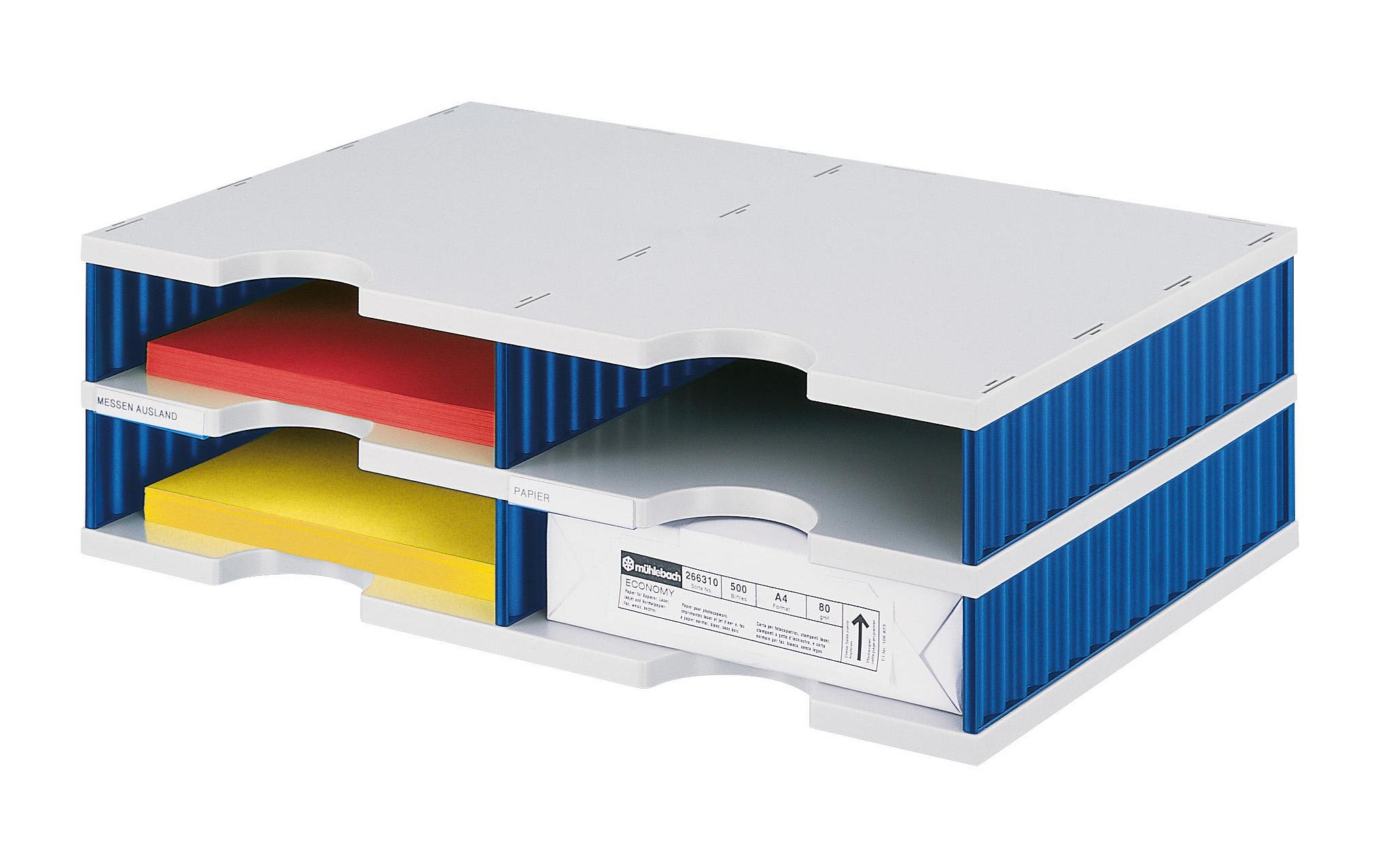 Styro Dokumentenablage styrodoc duo Standard, Blau, 4 Fächer Styro Dokumentenablage styrodoc duo Standard, Blau, 4 Fächer