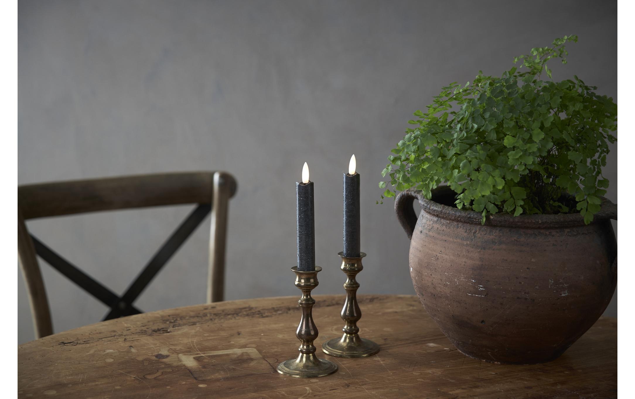 Star Trading LED-Stabkerzen Set Dinner 2P Flamme 15 cm – schwarz