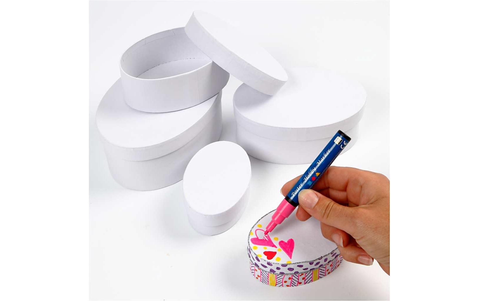 Creativ Company Papp-Schachtel oval 4 Stück, Weiss