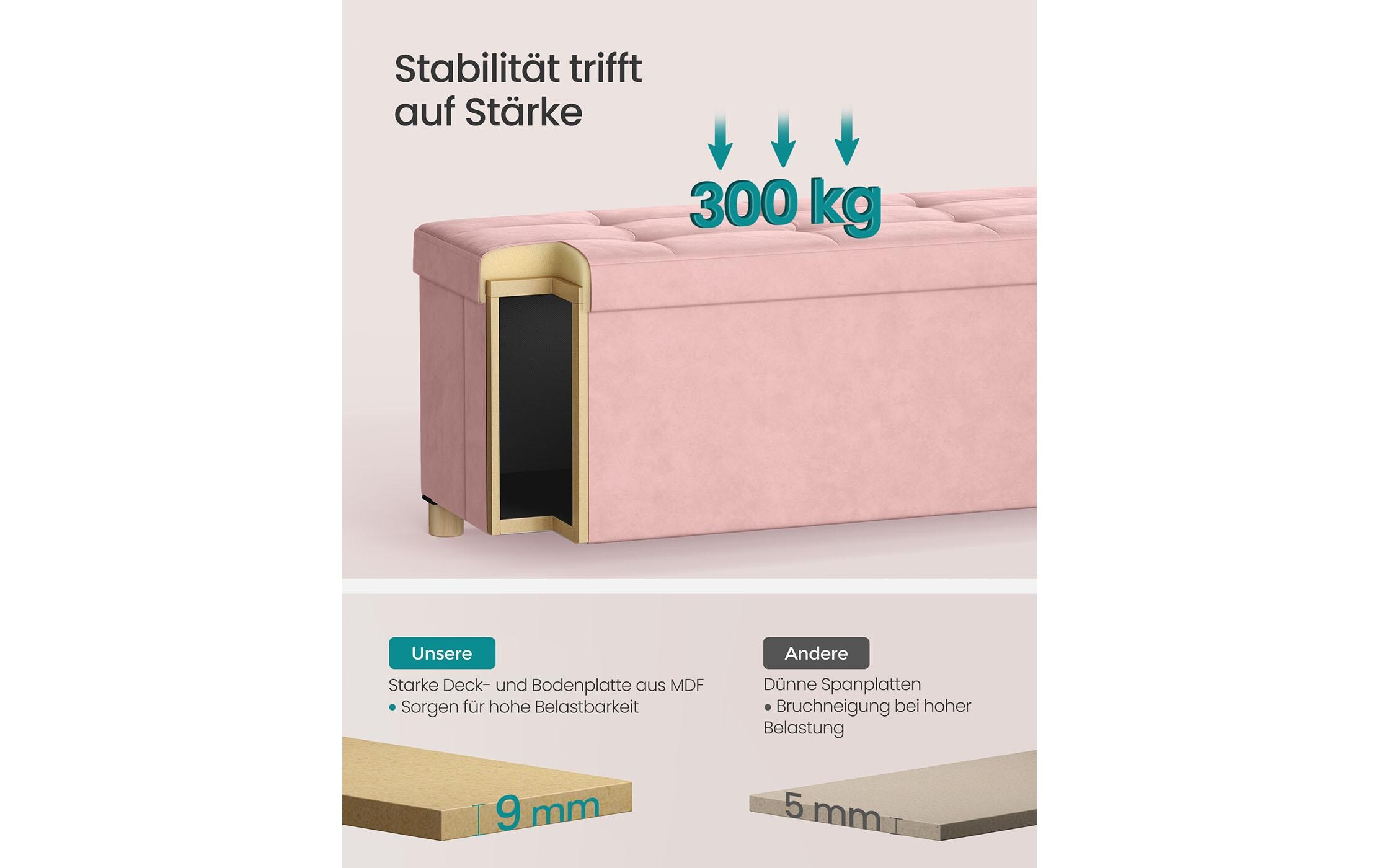 Songmics Sitztruhe Ottomane 110 x 40 cm, Rosa