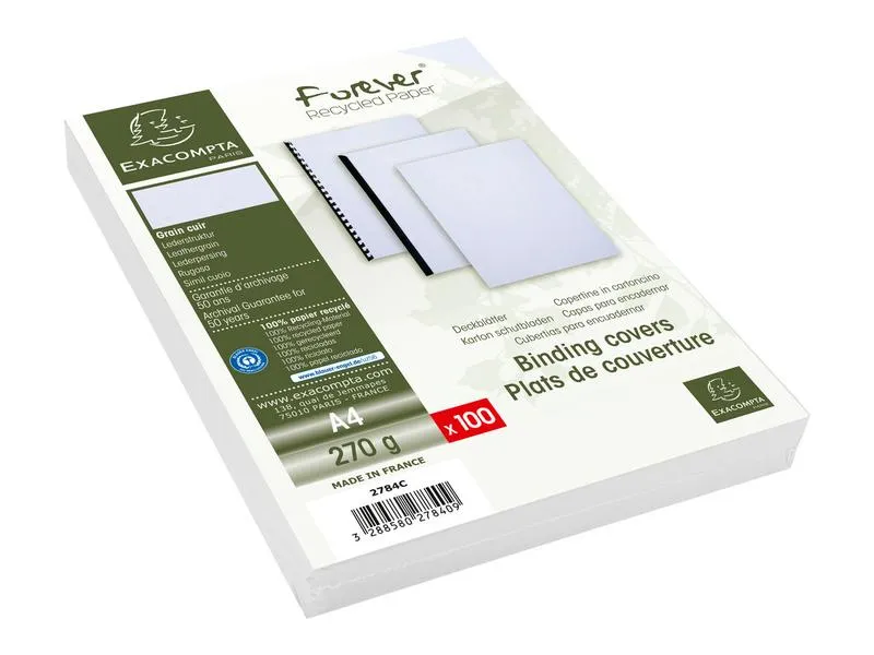 Exacompta Einbanddeckel Evercover 270 g/m², 100 Stück, Weiss Exacompta Einbanddeckel Evercover 270 g/m², 100 Stück, Weiss