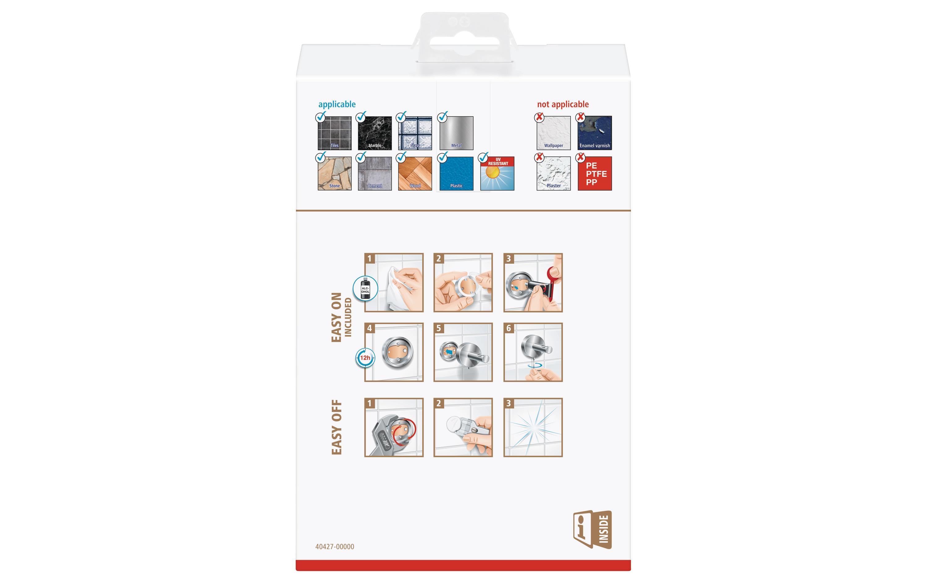 tesa Exxclusiv Eck-Duschkorb ohne Bohren, silber