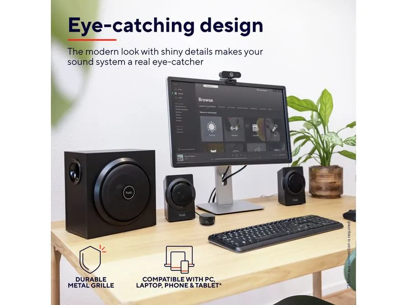Trust PC-Lautsprecher Yuri 2.1 Set mit Subwoofer Trust PC-Lautsprecher Yuri 2.1 Set mit Subwoofer