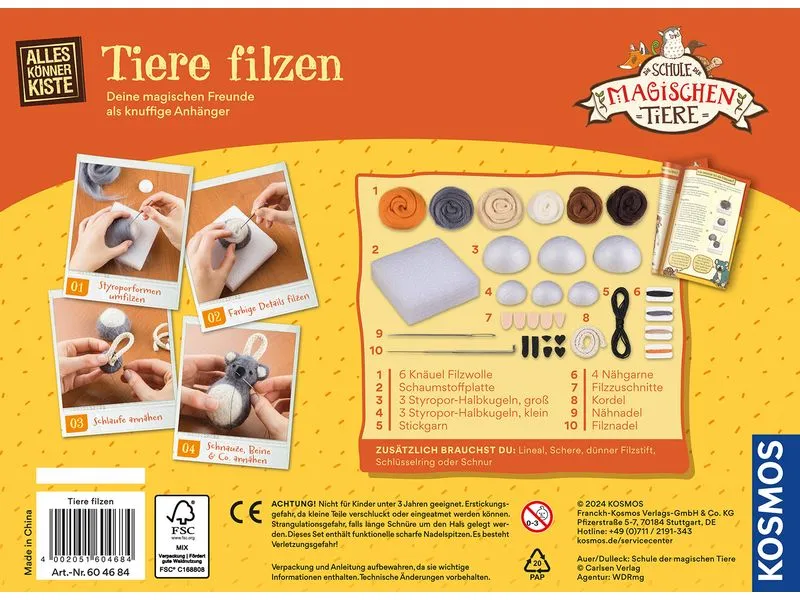 Kosmos Bastelbox Die Schule der magischen Tiere – Tiere filzen