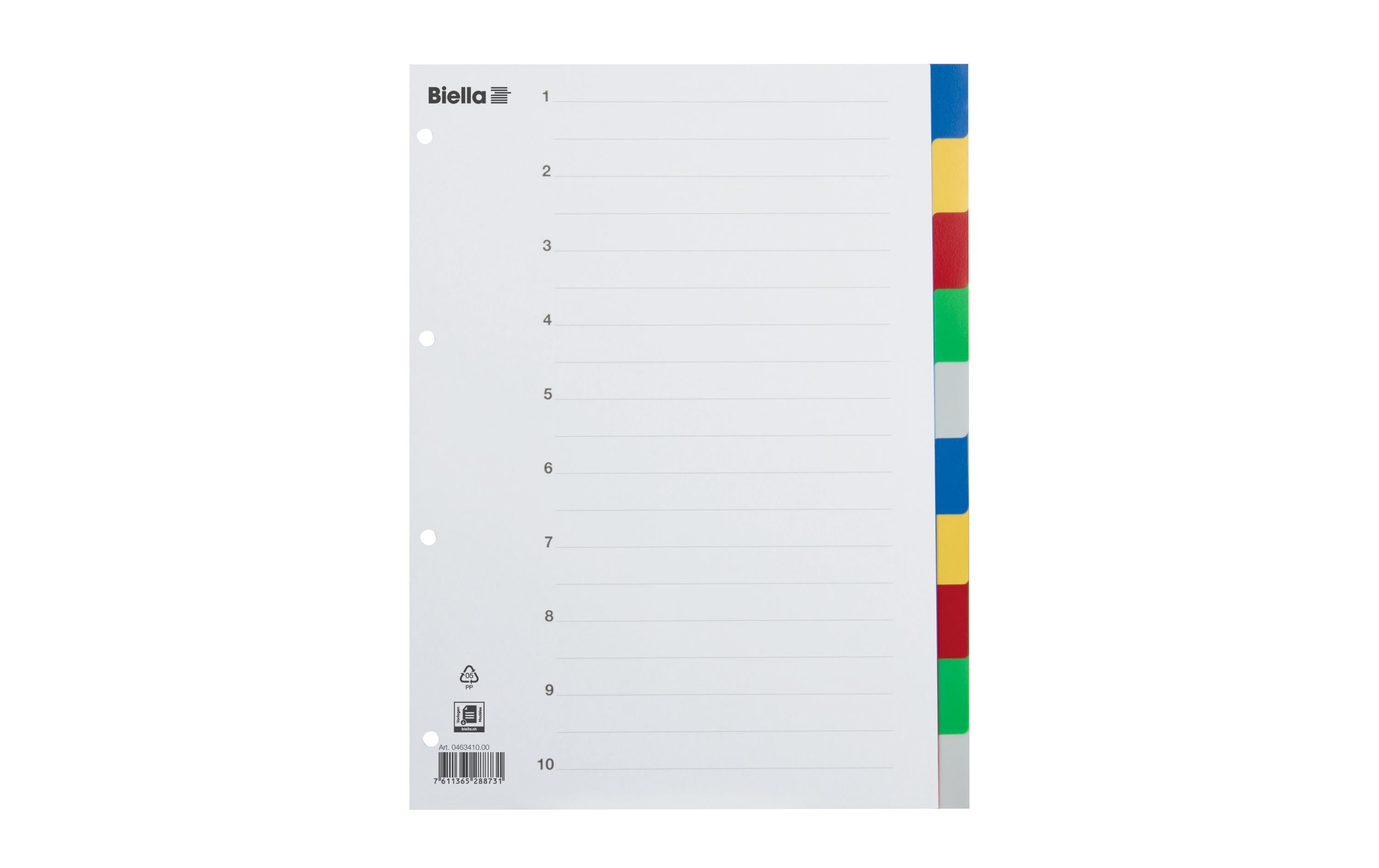 Biella Register A4 PP 10 Taben mit Indexblatt Biella Register A4 PP 10 Taben mit Indexblatt