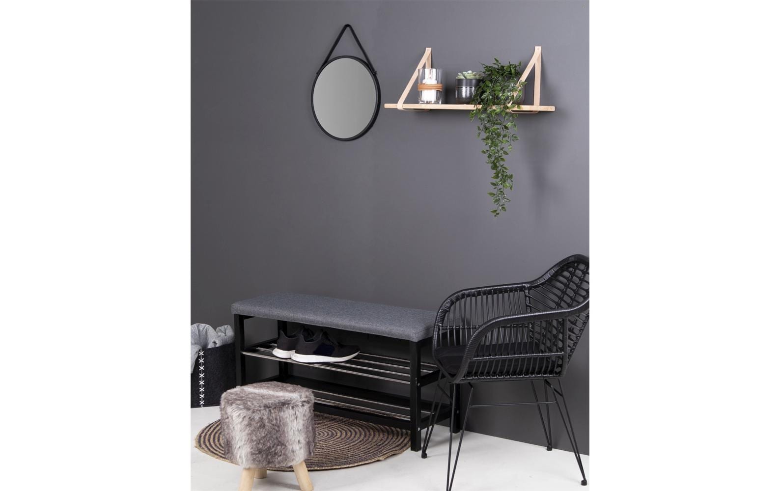 House Nordic Sitzbank Padova 100 x 50 cm, Grau/Schwarz