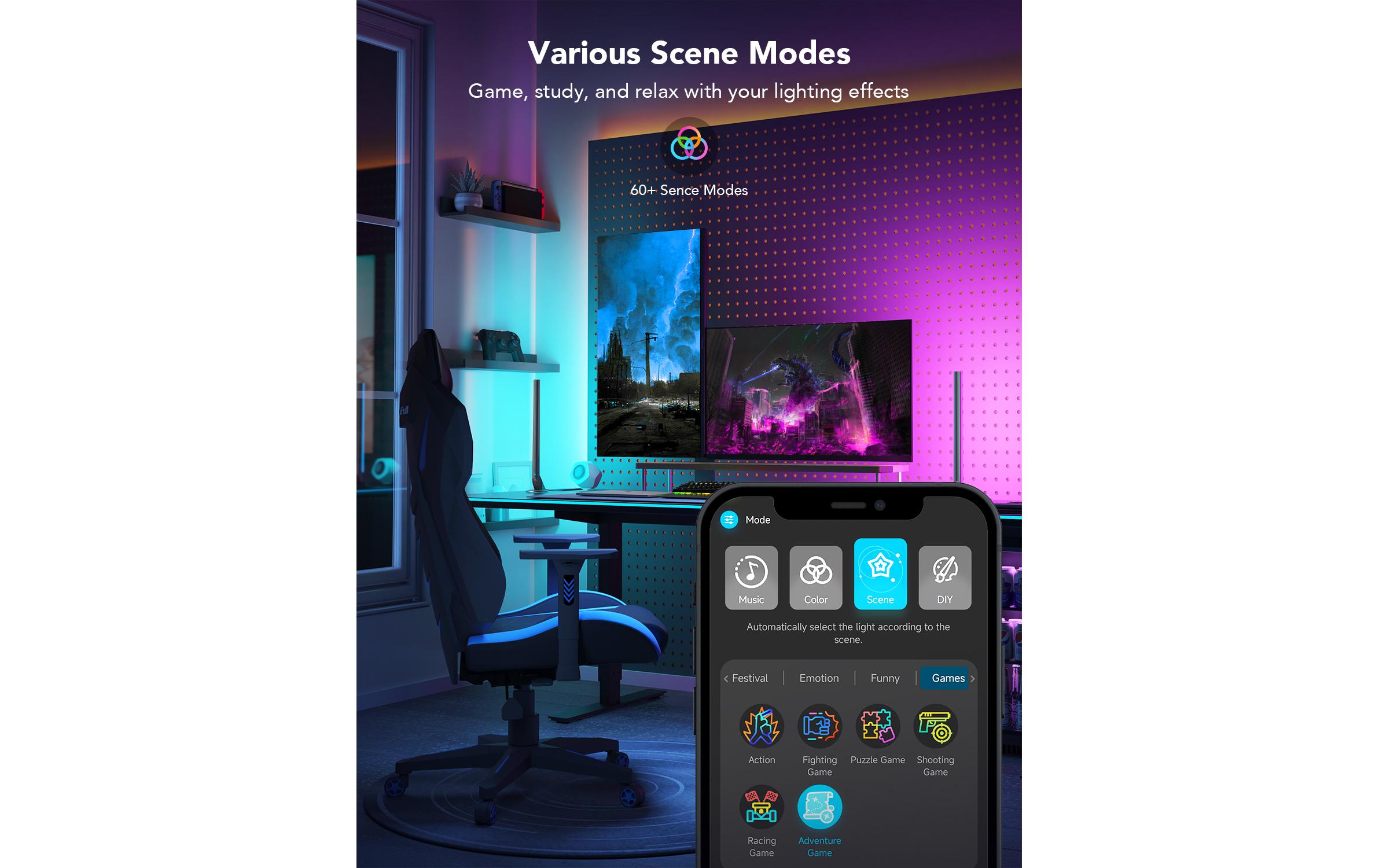 Govee Gaming Lichtbalken mit Smart Controller, RGBIC, Wi-Fi + BT