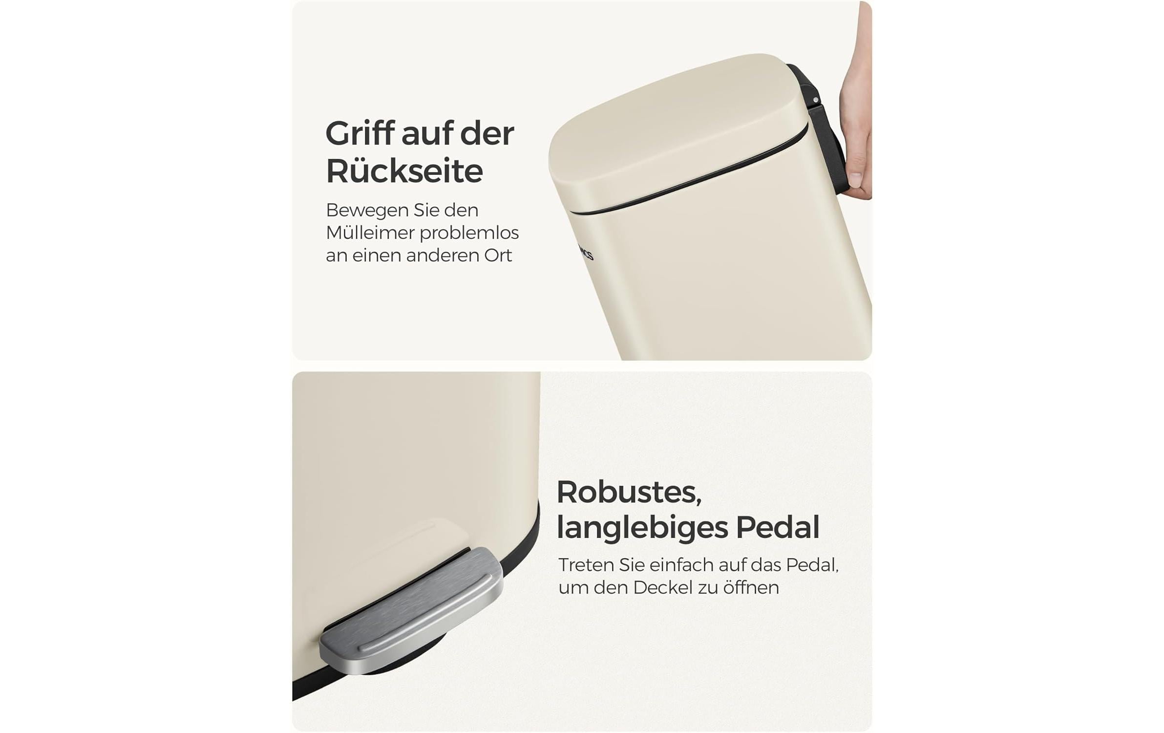 Songmics Abfalleimer 30 l, Sand