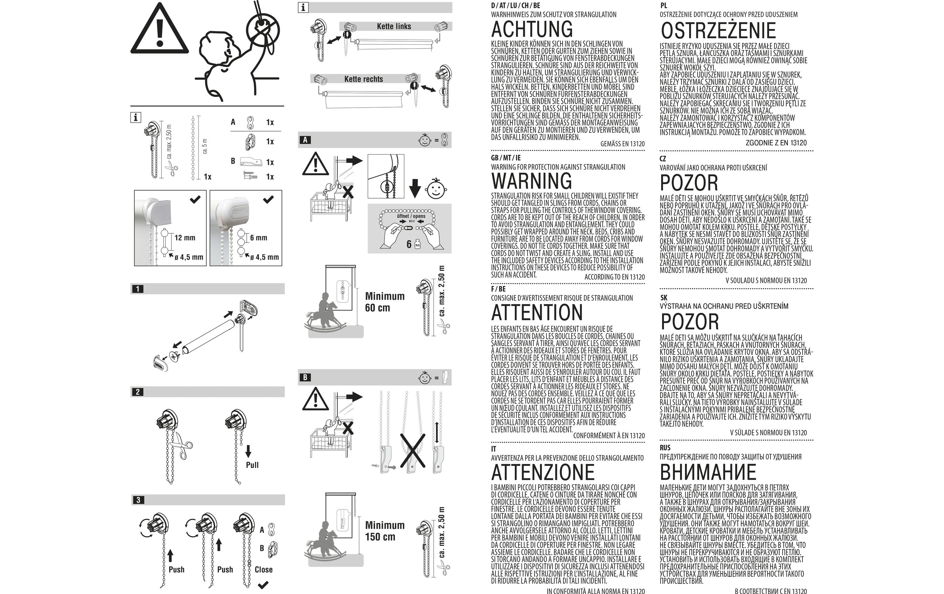 Gardinia Rollo-Kette für Seitenzugrollo 500 cm, Weiss